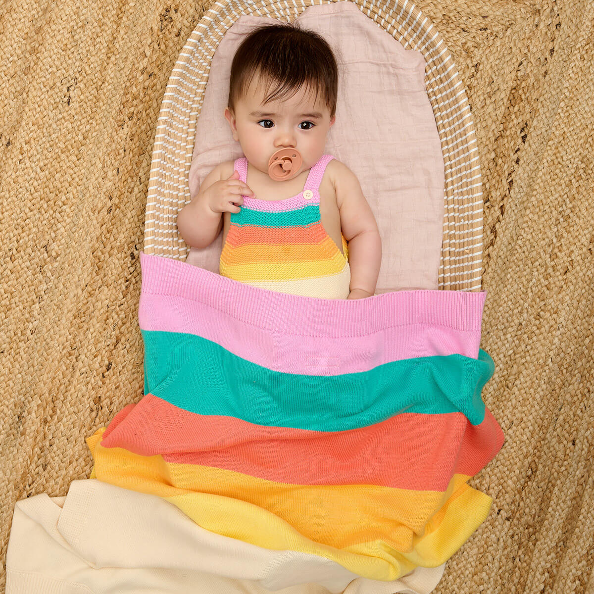 Bobby - Pink Rainbow Stripe Shawl - Image 2