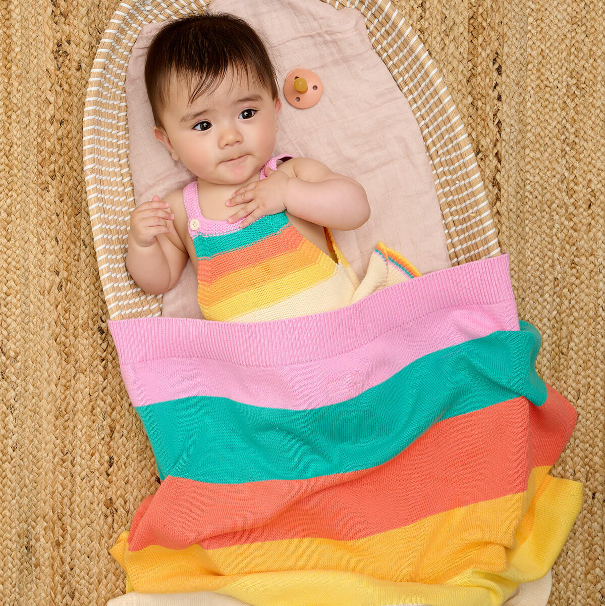 Bobby - Pink Rainbow Stripe Shawl - Image 5