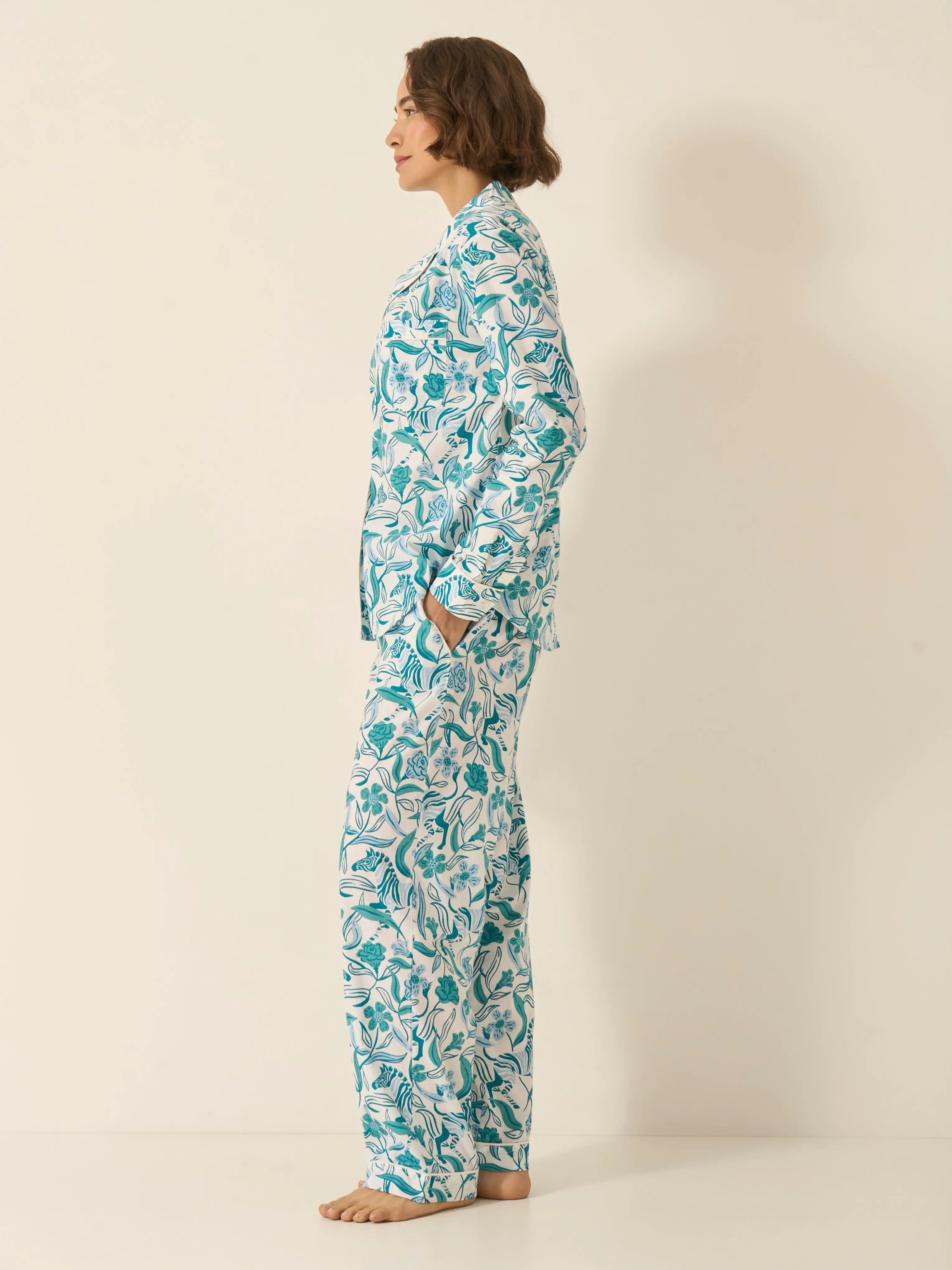 Boho Zebra Women's Long Sleeve Organic Cotton Pyjama Trouser Set - Image 4