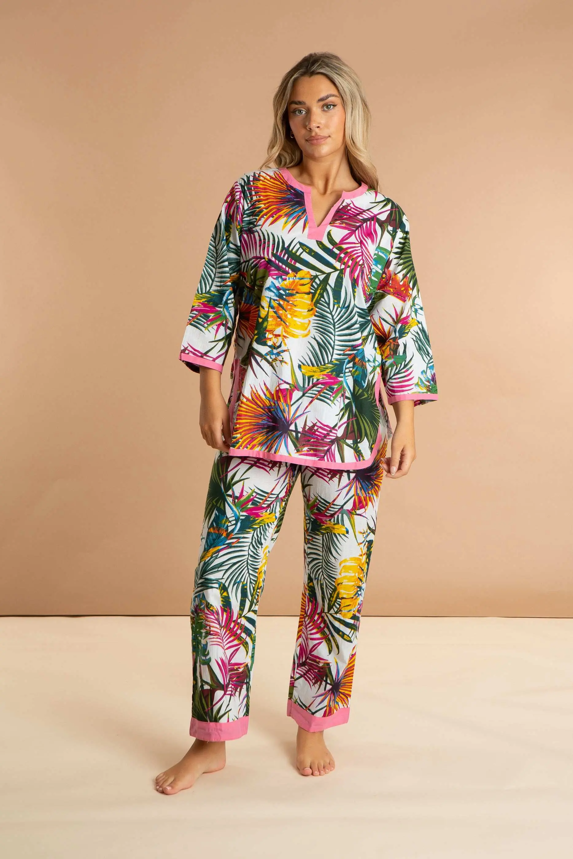 Bora Bora Women's Floral Cotton Pyjama Trouser Set