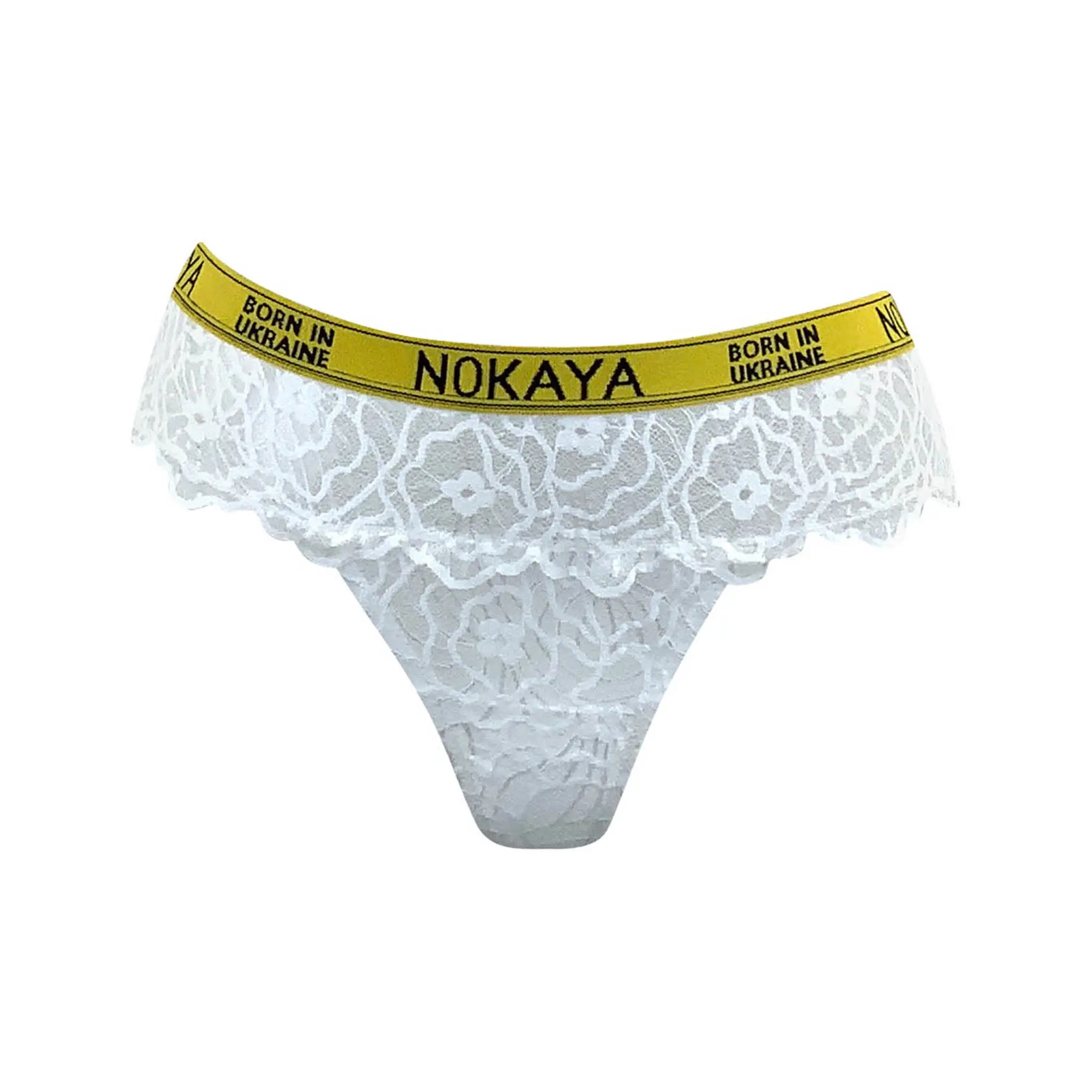 White Born in Ukraine Lace Thong