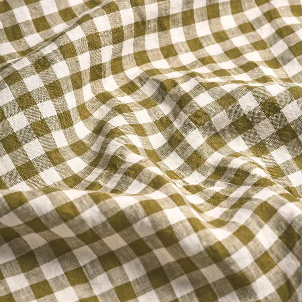 Botanical Green Gingham Linen Blend Pillowcase (Pair) - Image 2