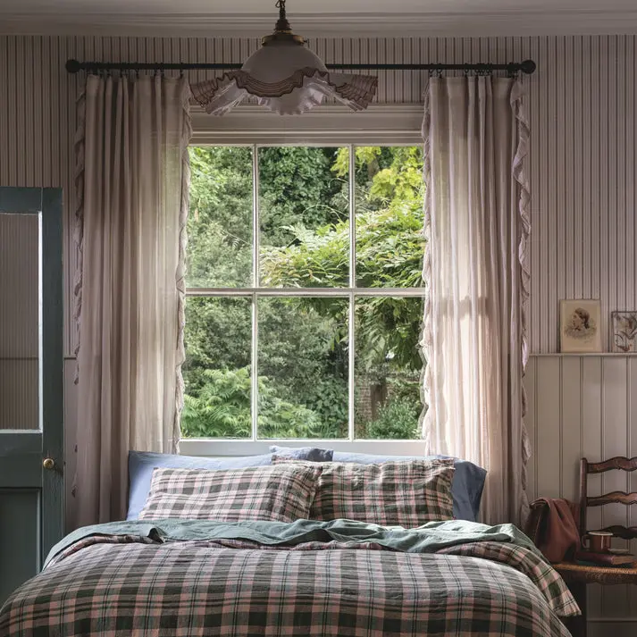 Botanical Green Ticking Stripe Wallpaper - Image 4