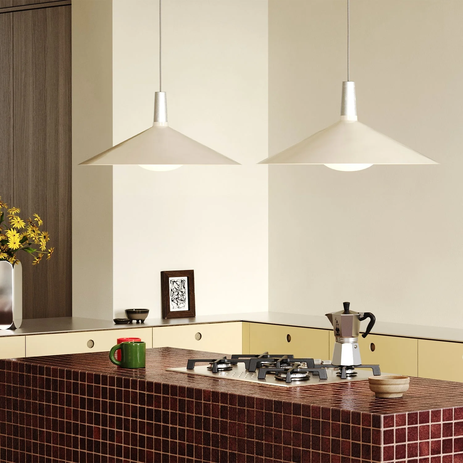 Bower Pendant Light Large in Oyster White + Oval II - Image 3