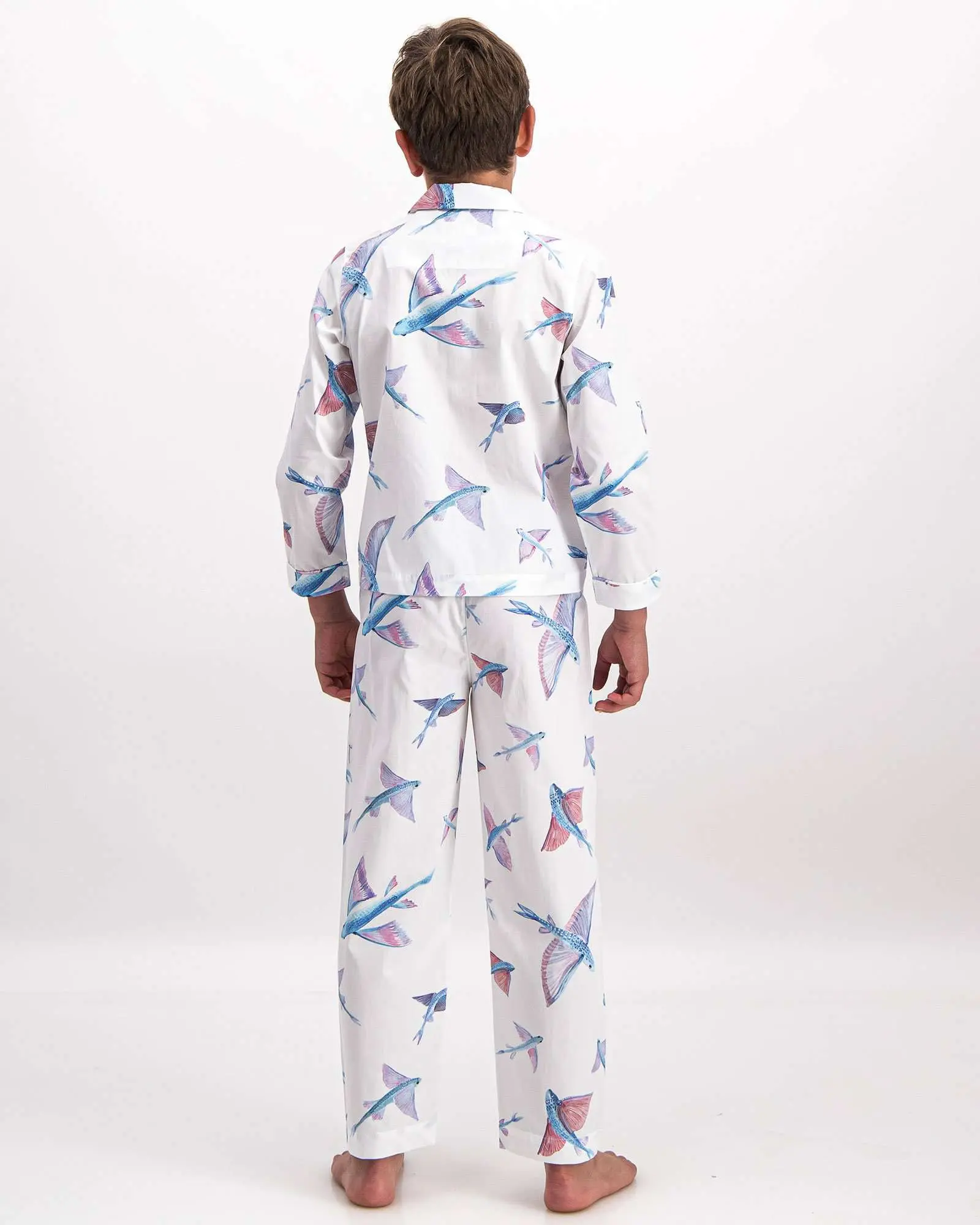Boys Long Pyjamas - Flying Fish White - Image 2
