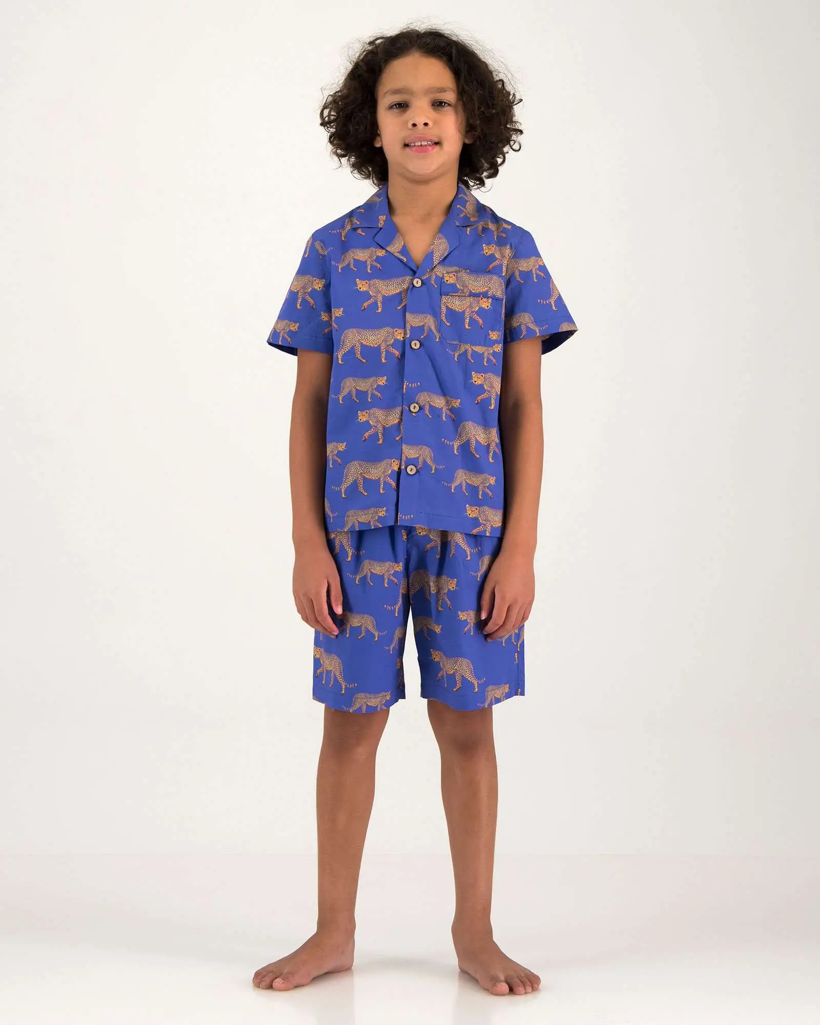Boys Short Pyjamas - Blue Cheetahs