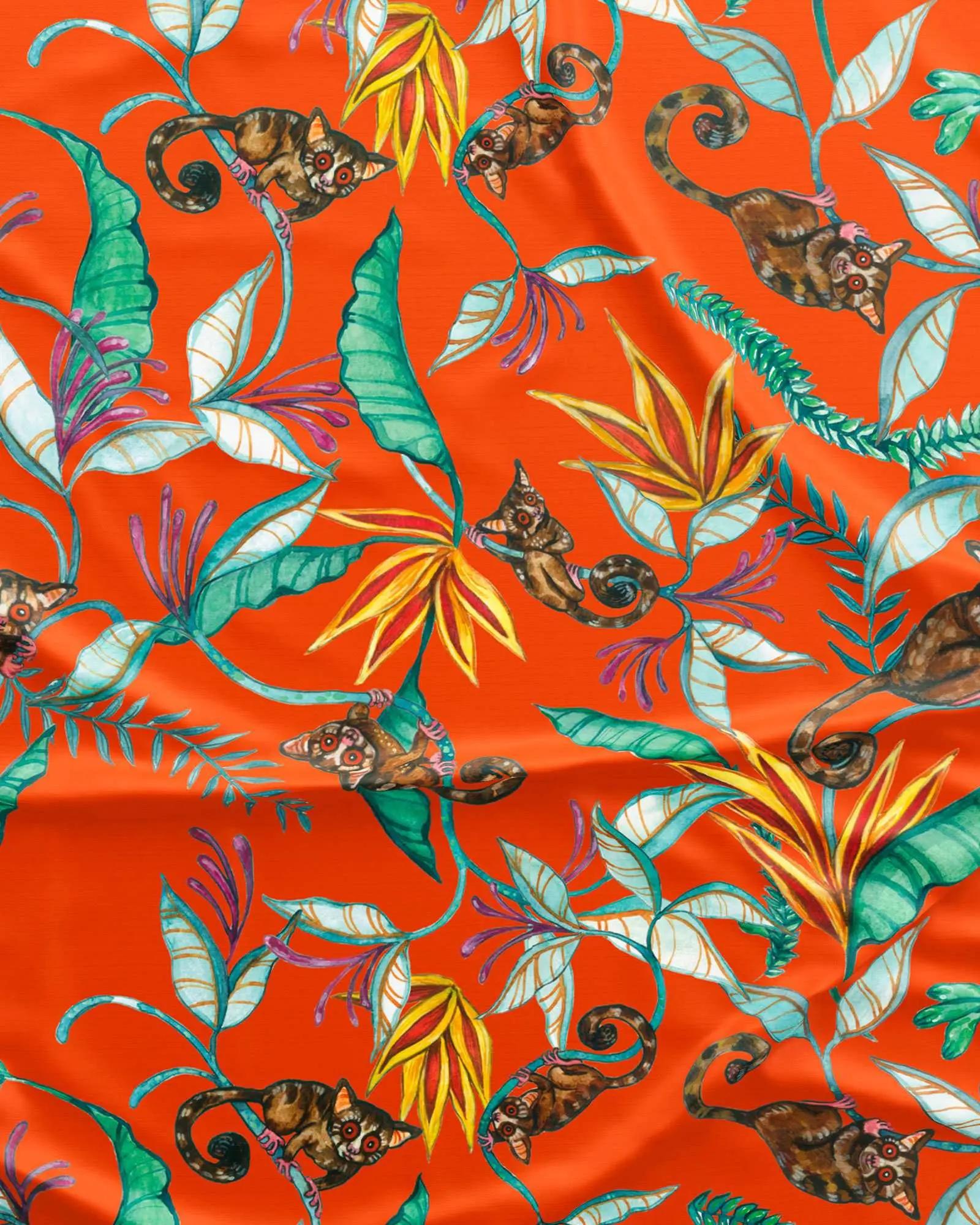 Boys Short Pyjamas - Night Monkeys Orange - Image 2