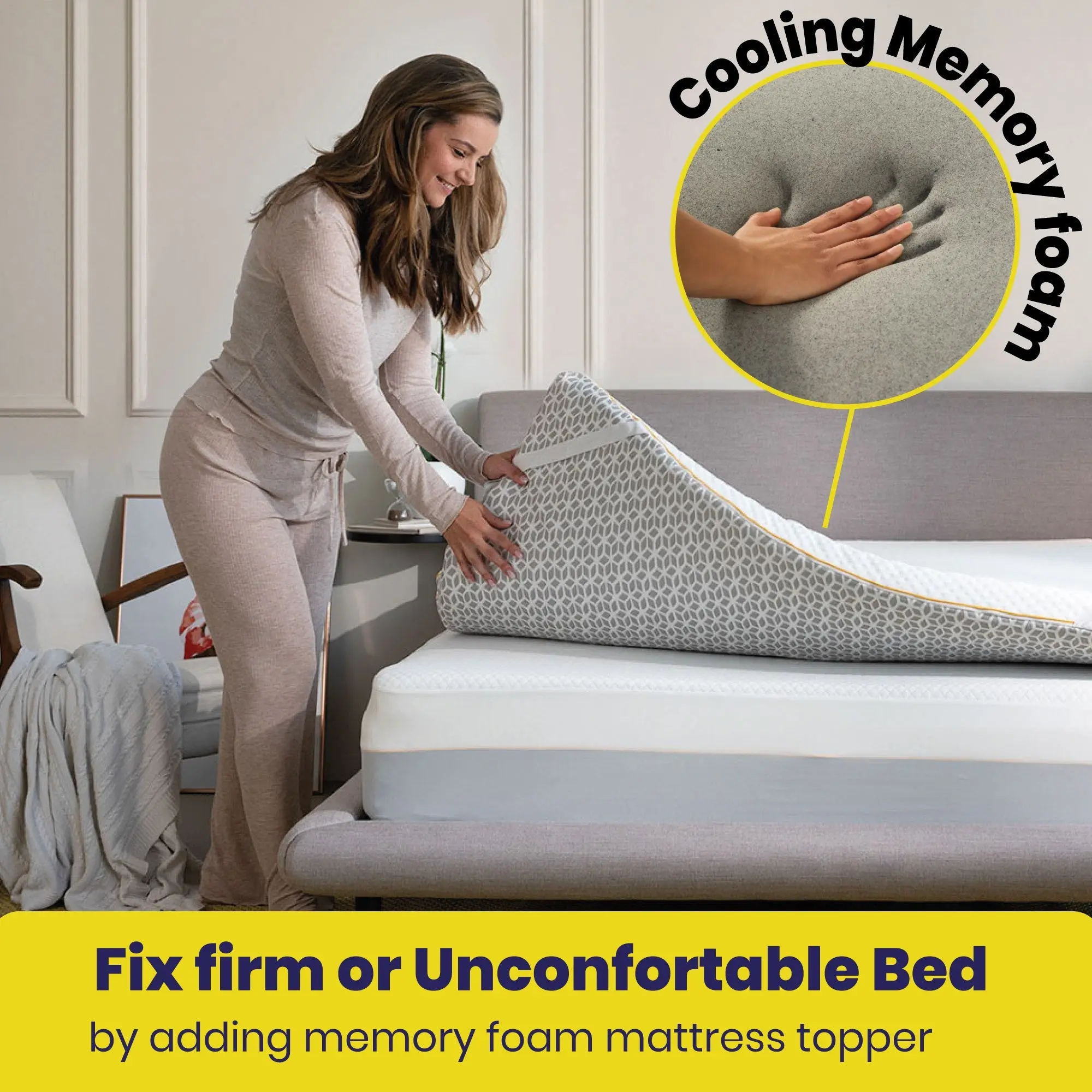 Brightr® Aurora 2 in 1 Memory Foam mattress topper Soft/Medium Firm - Image 3