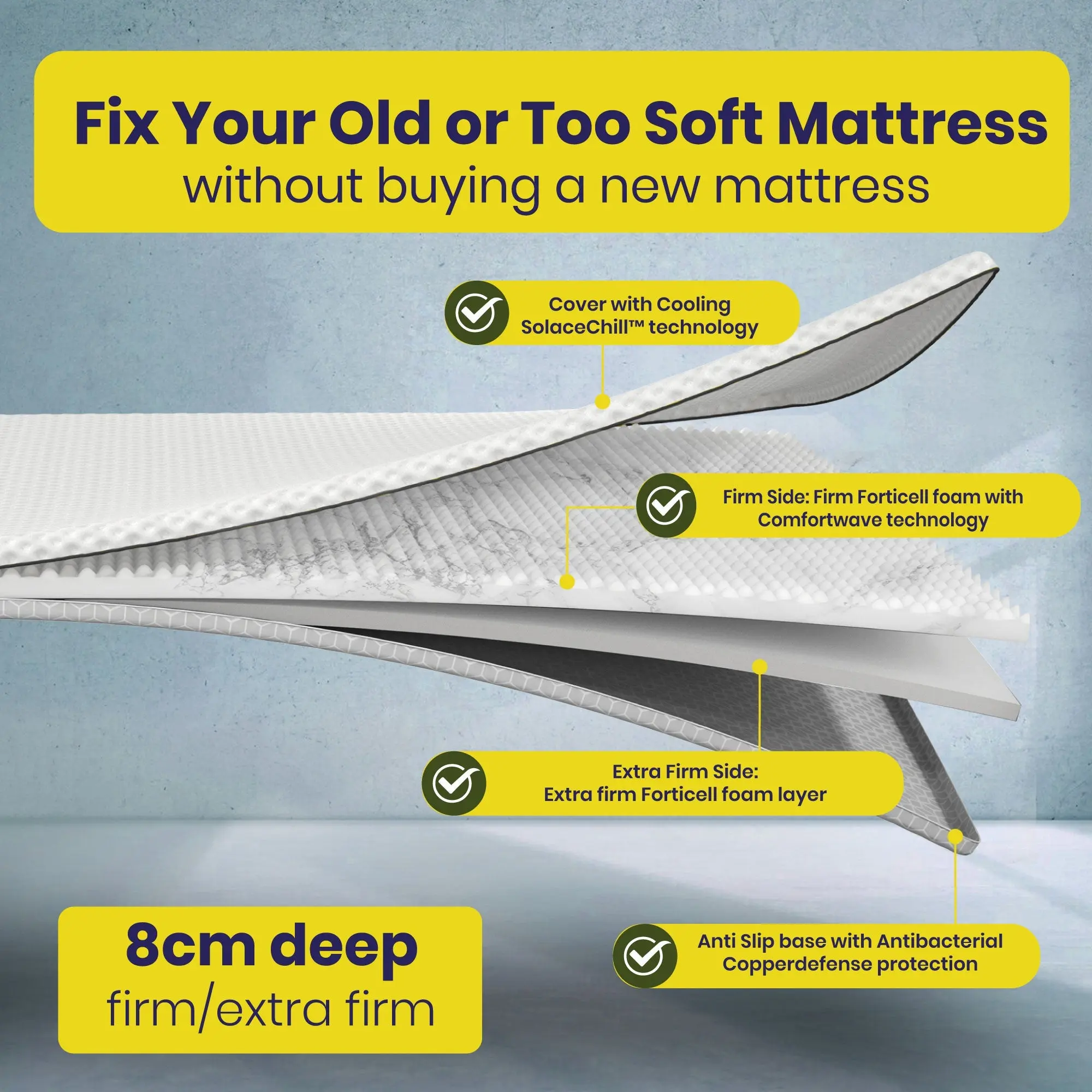Brightr®  Orthopedic Firm/Hard Mattress Topper for Back Pains - Image 2