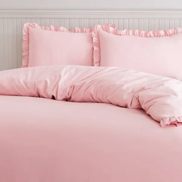 Blush Briona Frilled Edge Duvet Cover & Pillowcase Set - Image 3