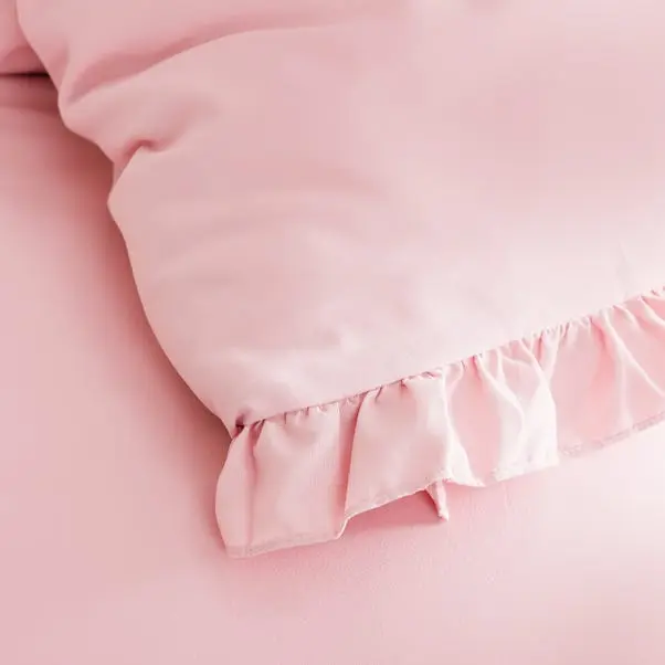 Blush Briona Frilled Edge Duvet Cover & Pillowcase Set - Image 4