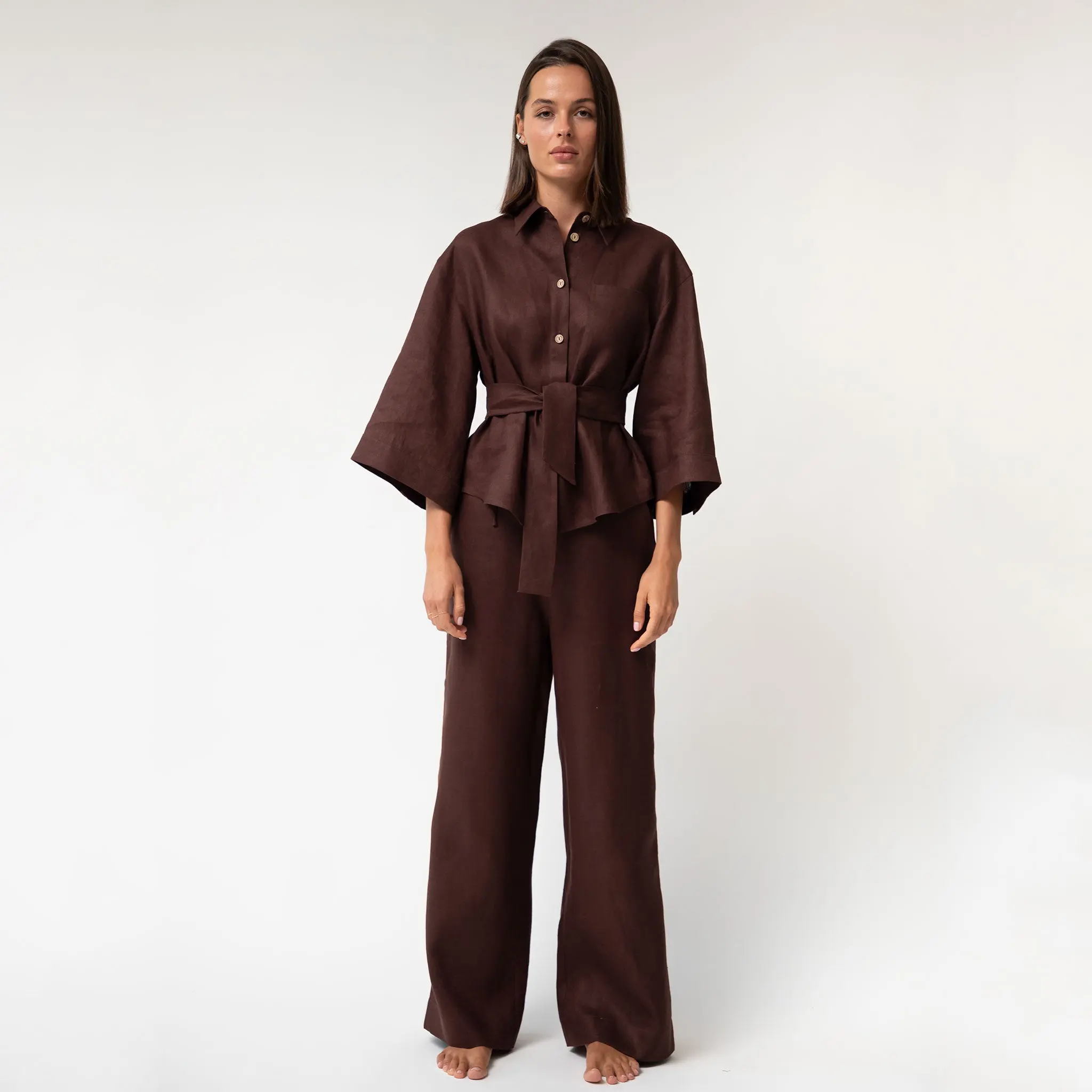 Brown Heavy Linen Shirt Perfect Days - Image 11
