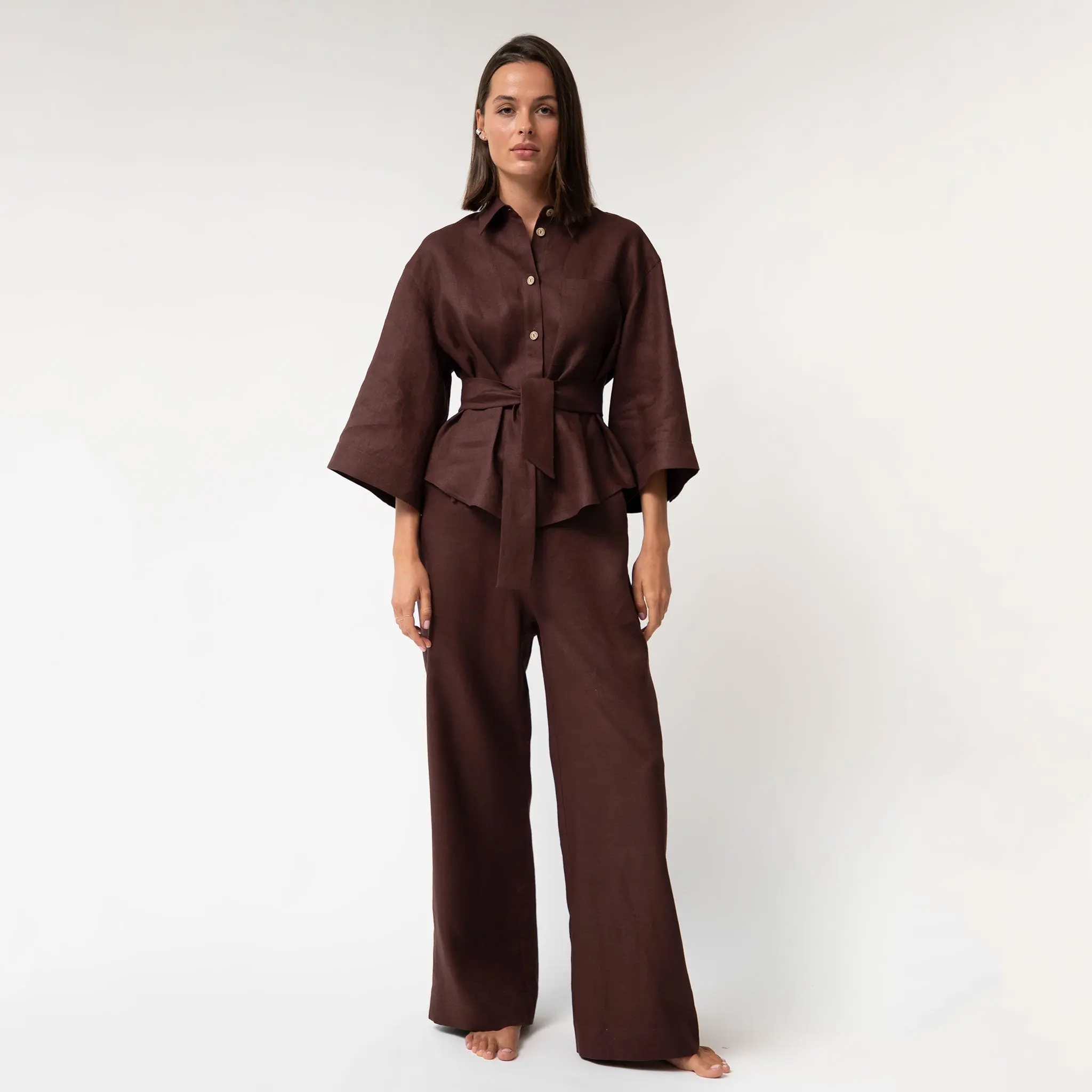 Brown Heavy Linen Shirt Perfect Days - Image 2
