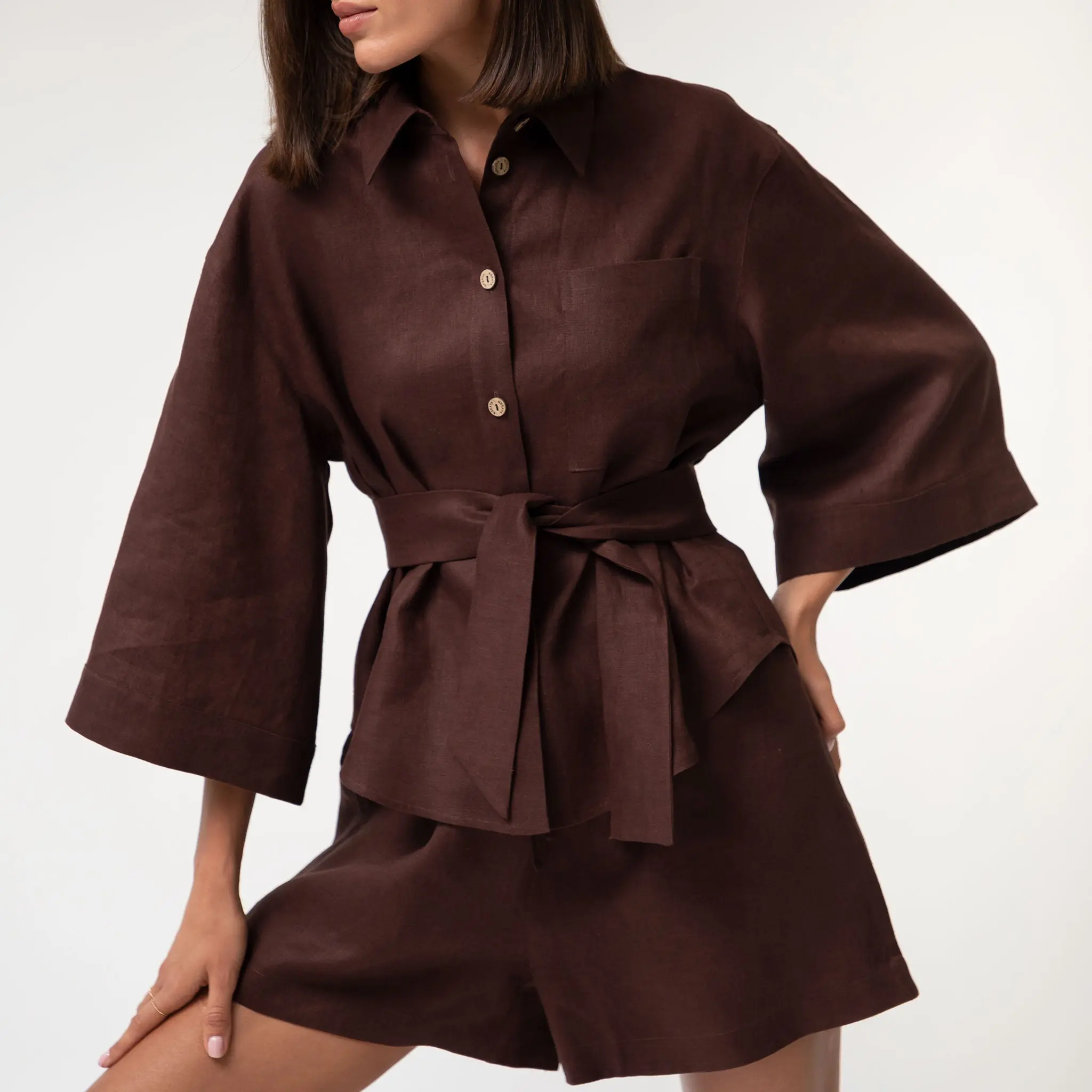 Brown Heavy Linen Shirt Perfect Days - Image 4