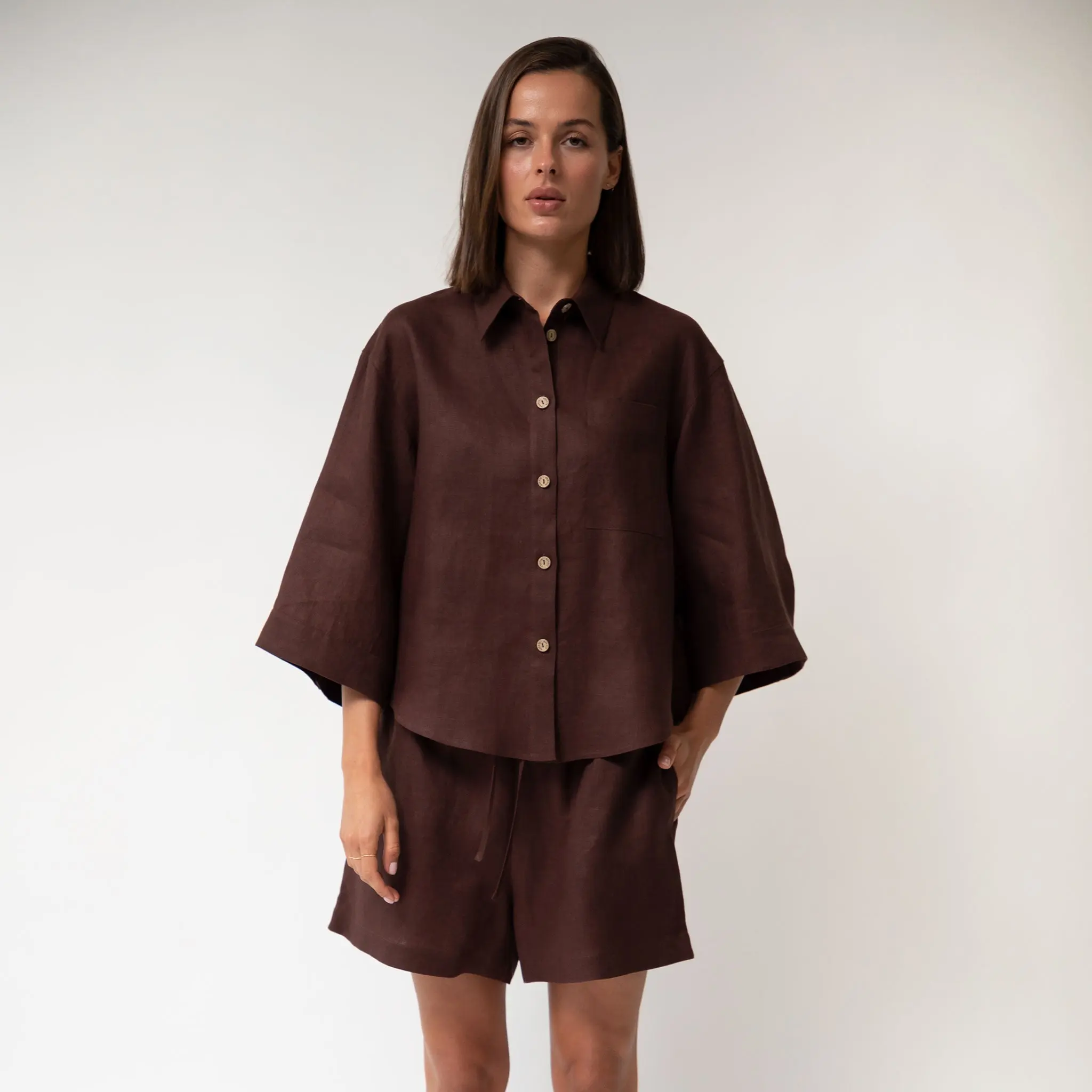 Brown Heavy Linen Shirt Perfect Days - Image 5