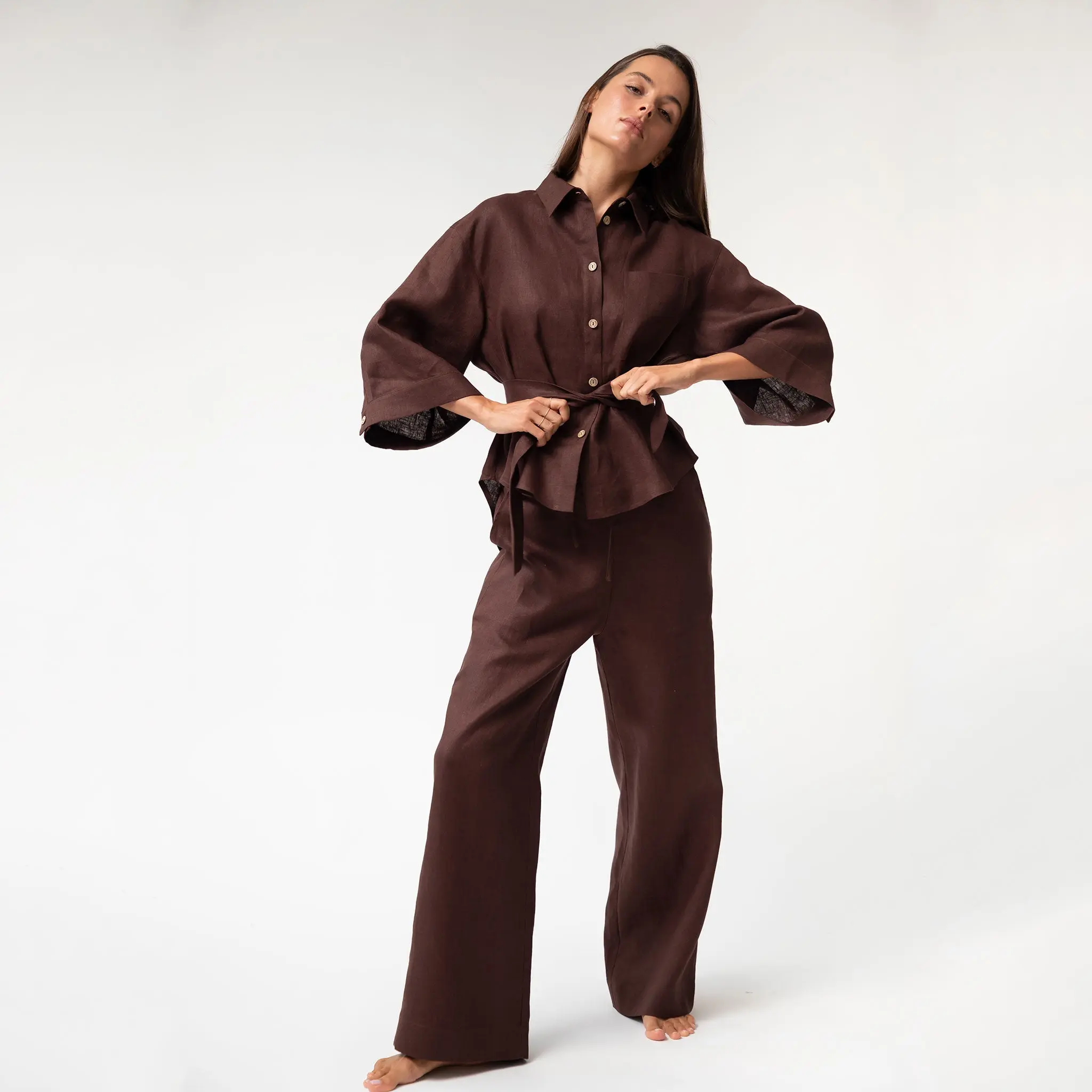 Brown Heavy Linen Shirt Perfect Days - Image 9