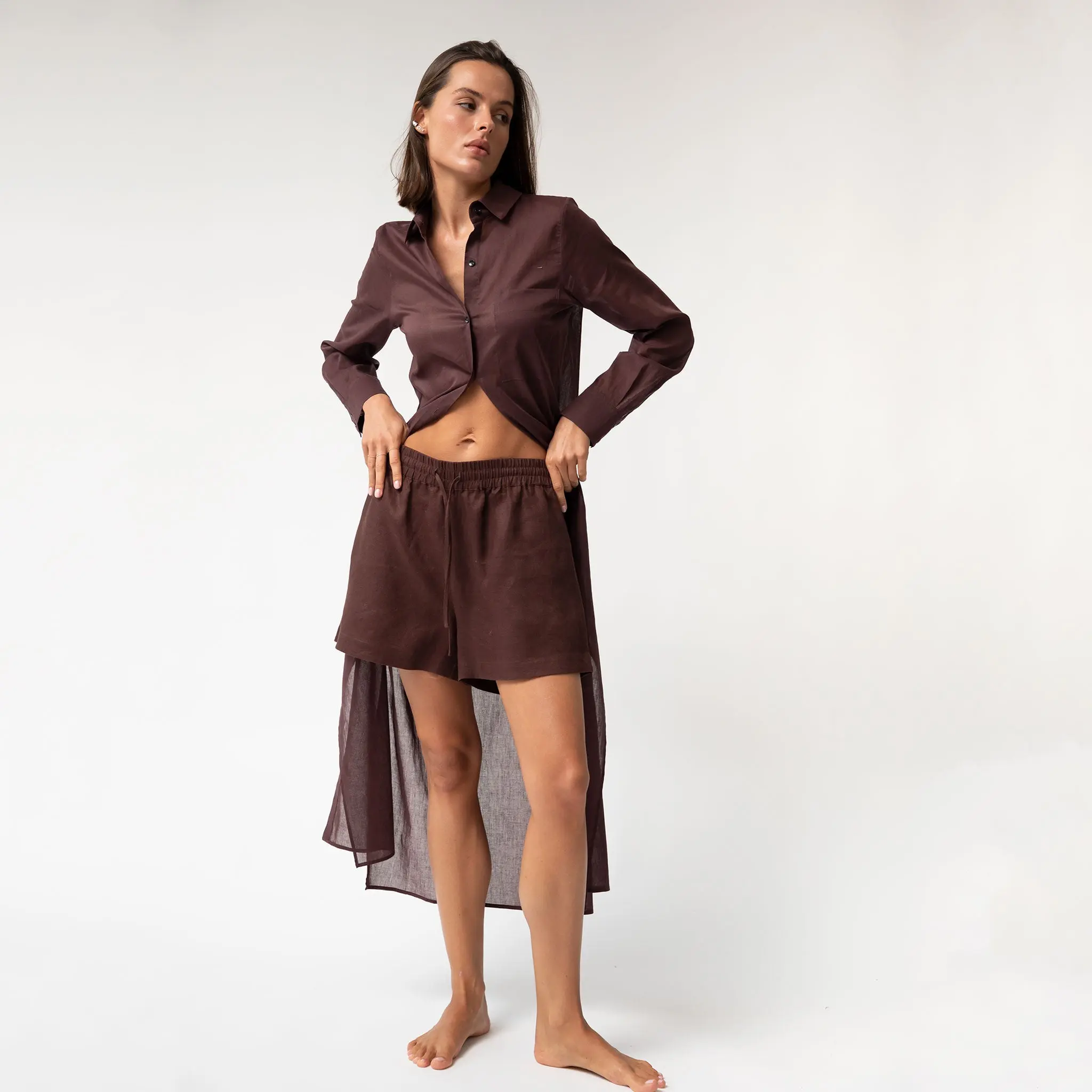 Brown Heavy Linen Shorts Perfect Days - Image 12