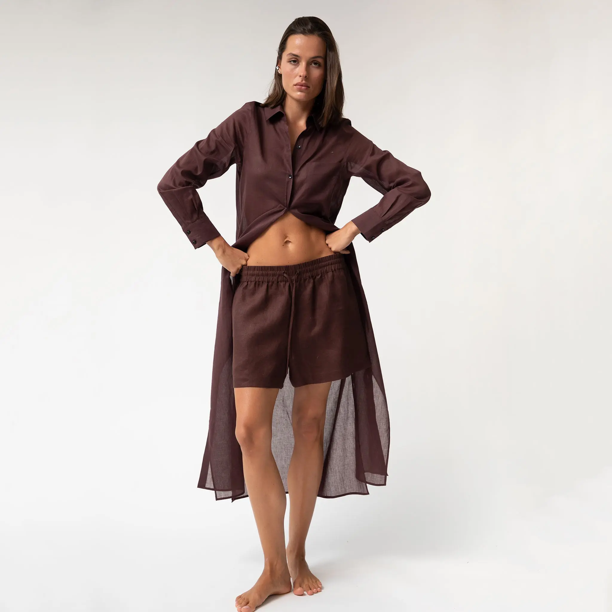 Brown Heavy Linen Shorts Perfect Days - Image 13