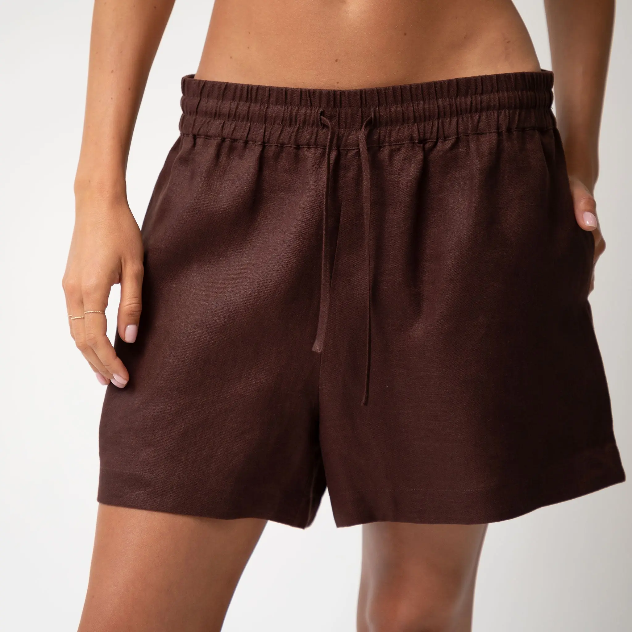 Brown Heavy Linen Shorts Perfect Days - Image 2
