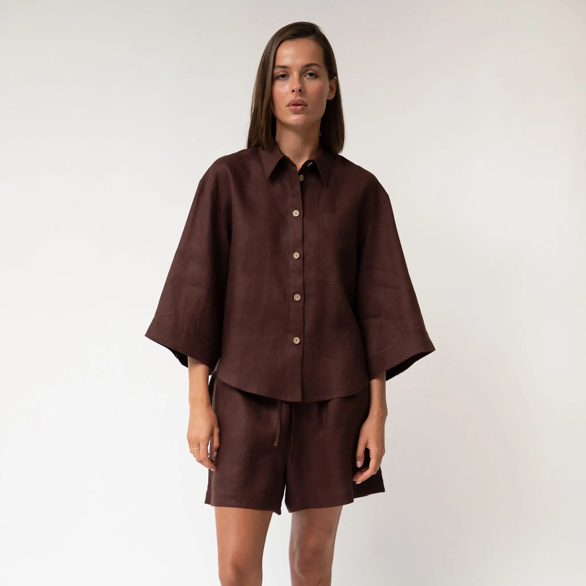 Brown Heavy Linen Shorts Perfect Days - Image 7