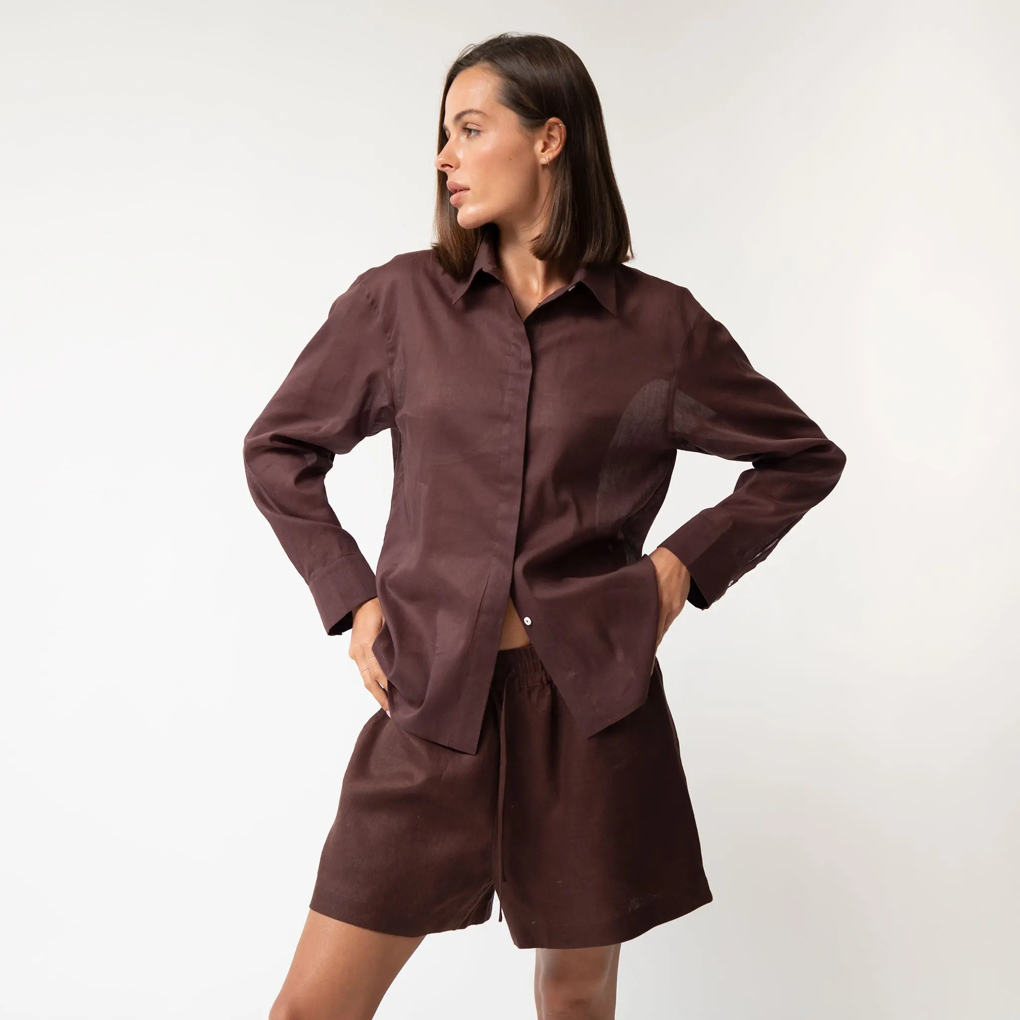 Brown Heavy Linen Shorts Perfect Days - Image 9