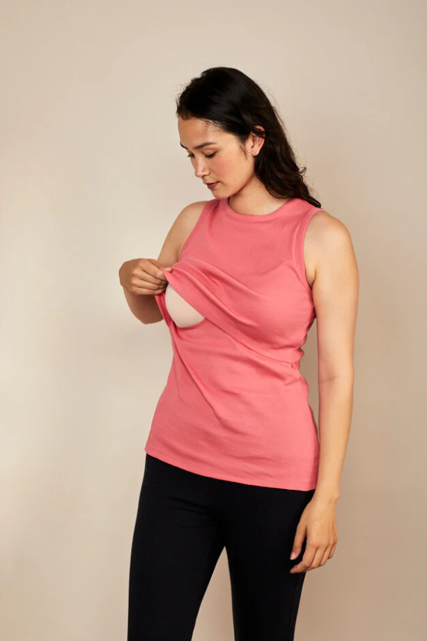 Bshirt Nursing Rib Racer Vest in Rose - Image 2