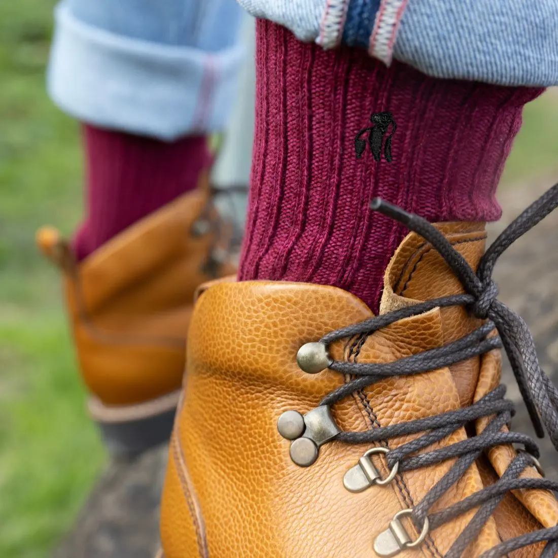 Burgundy Bamboo Boot Socks - Image 2