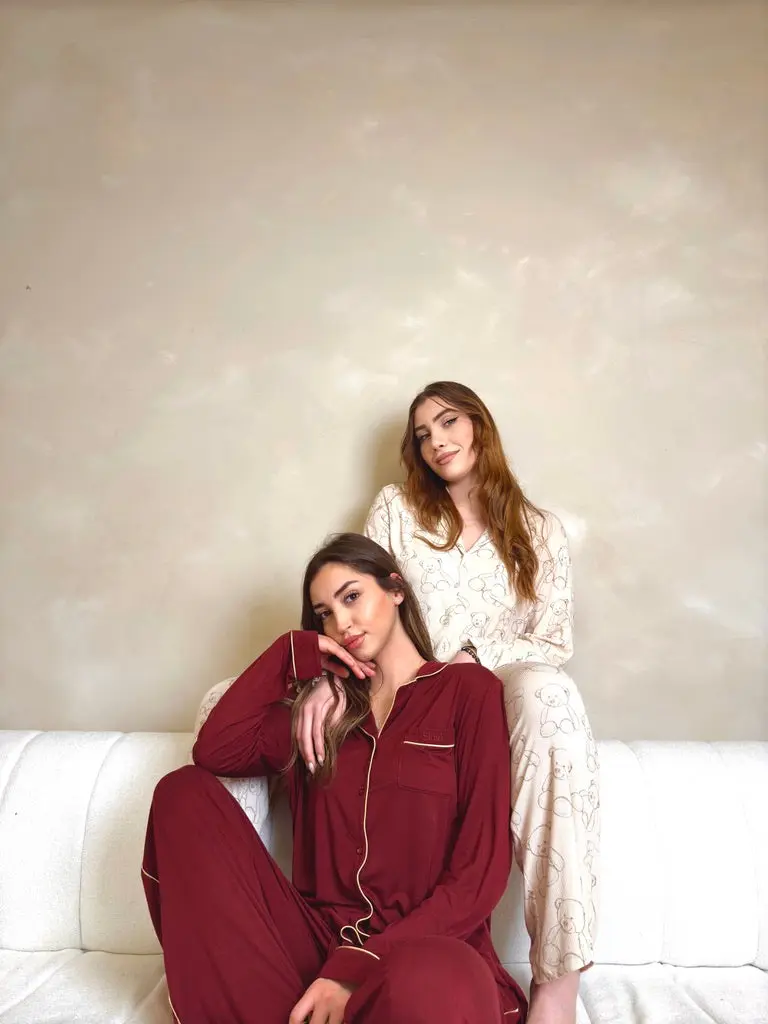 Burgundy Bliss Women's Bamboo Pyjama Trouser Set - Image 5