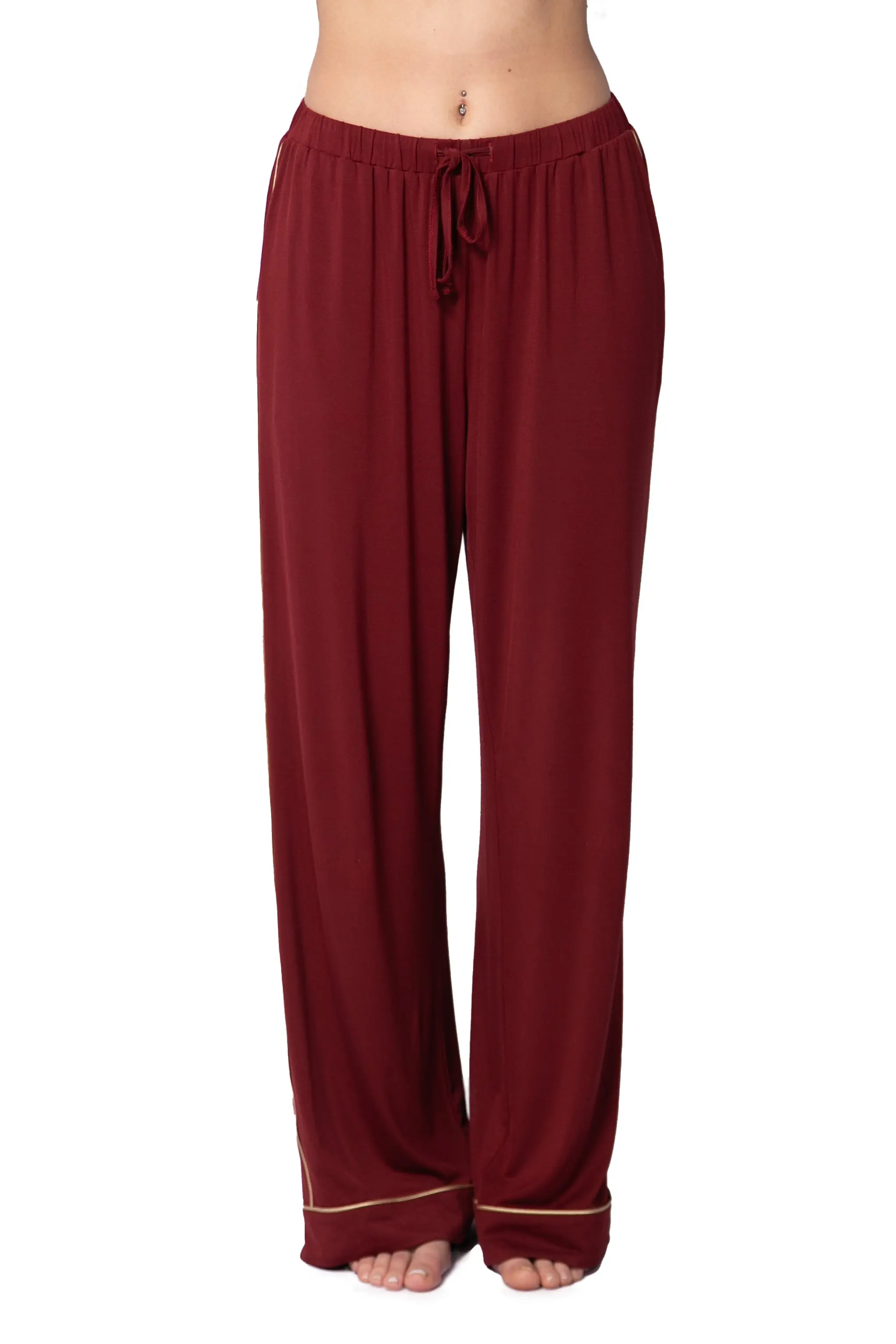 Burgundy Bliss Women's Bamboo Pyjama Trouser Set - Image 6