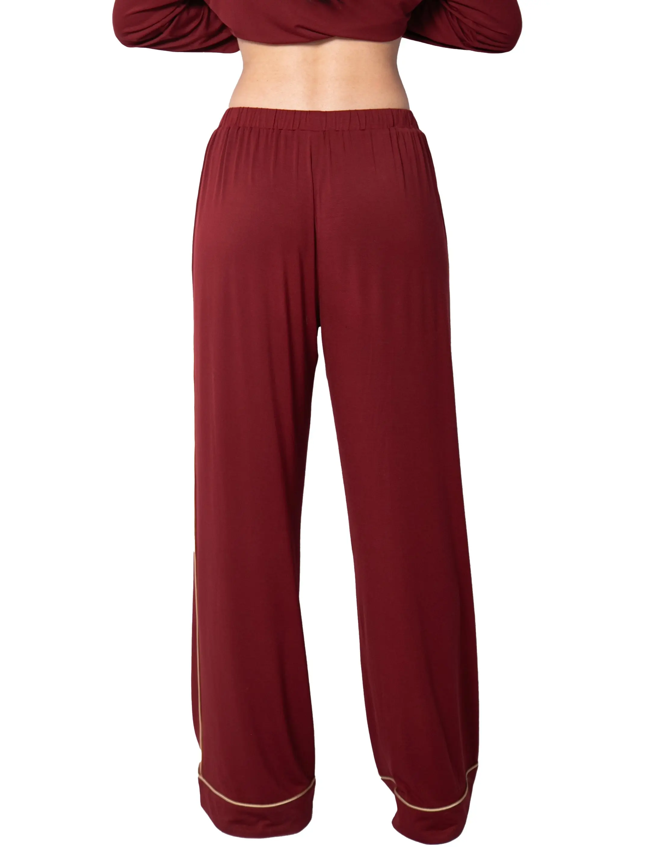 Burgundy Bliss Women's Bamboo Pyjama Trouser Set - Image 7