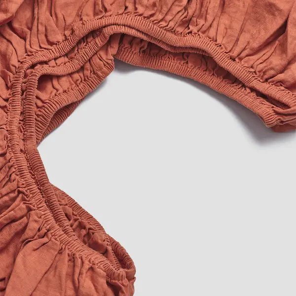 Burnt Orange Linen Fitted Sheet - Image 4