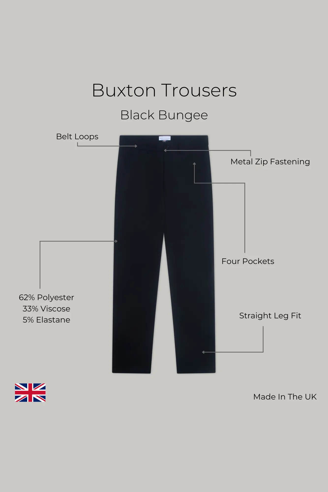 Buxton Trouser - Black Bungee - Image 6