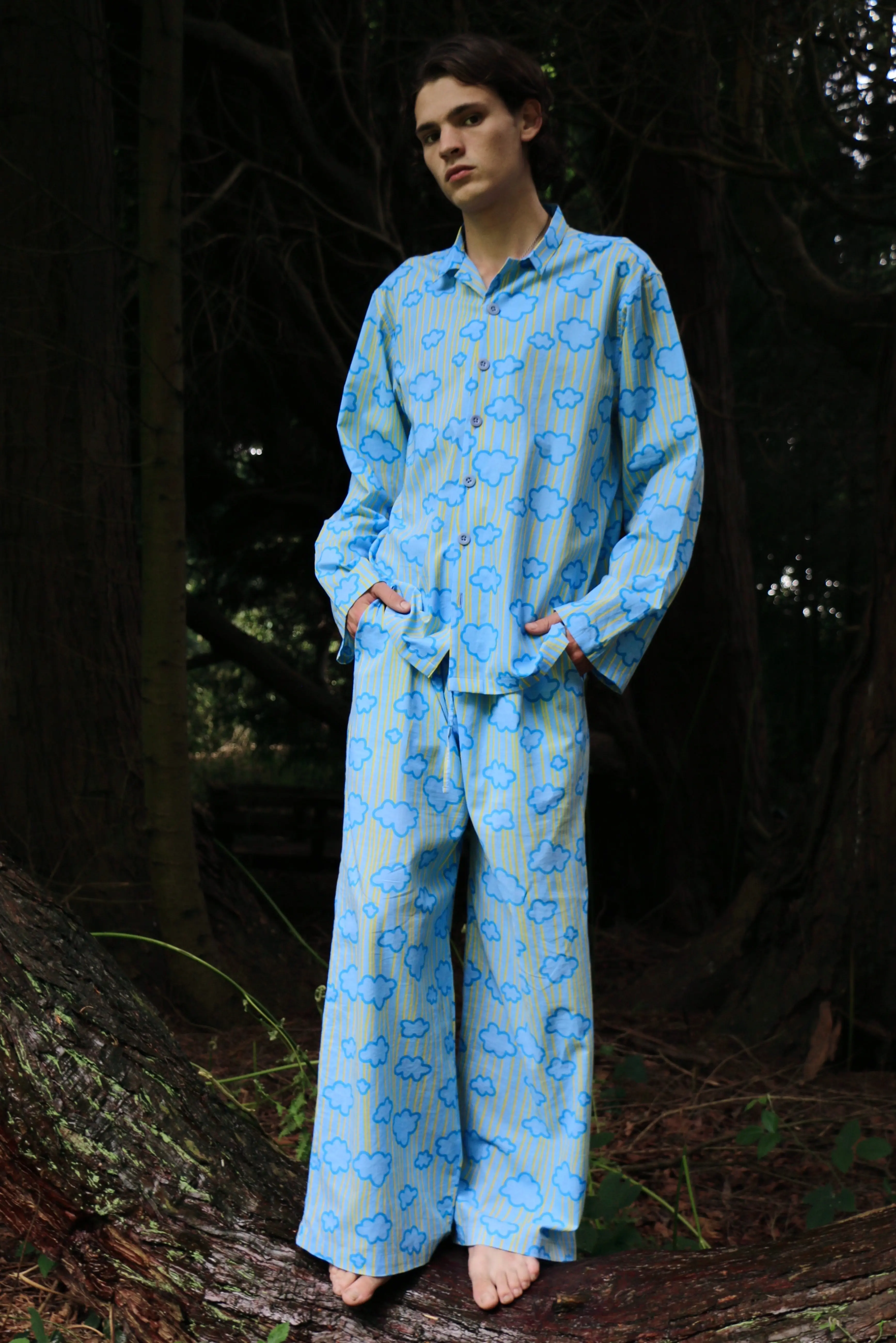 Can Cloud (Blue) Unisex Cotton Pyjama Trouser / Pyjama Trouser Set