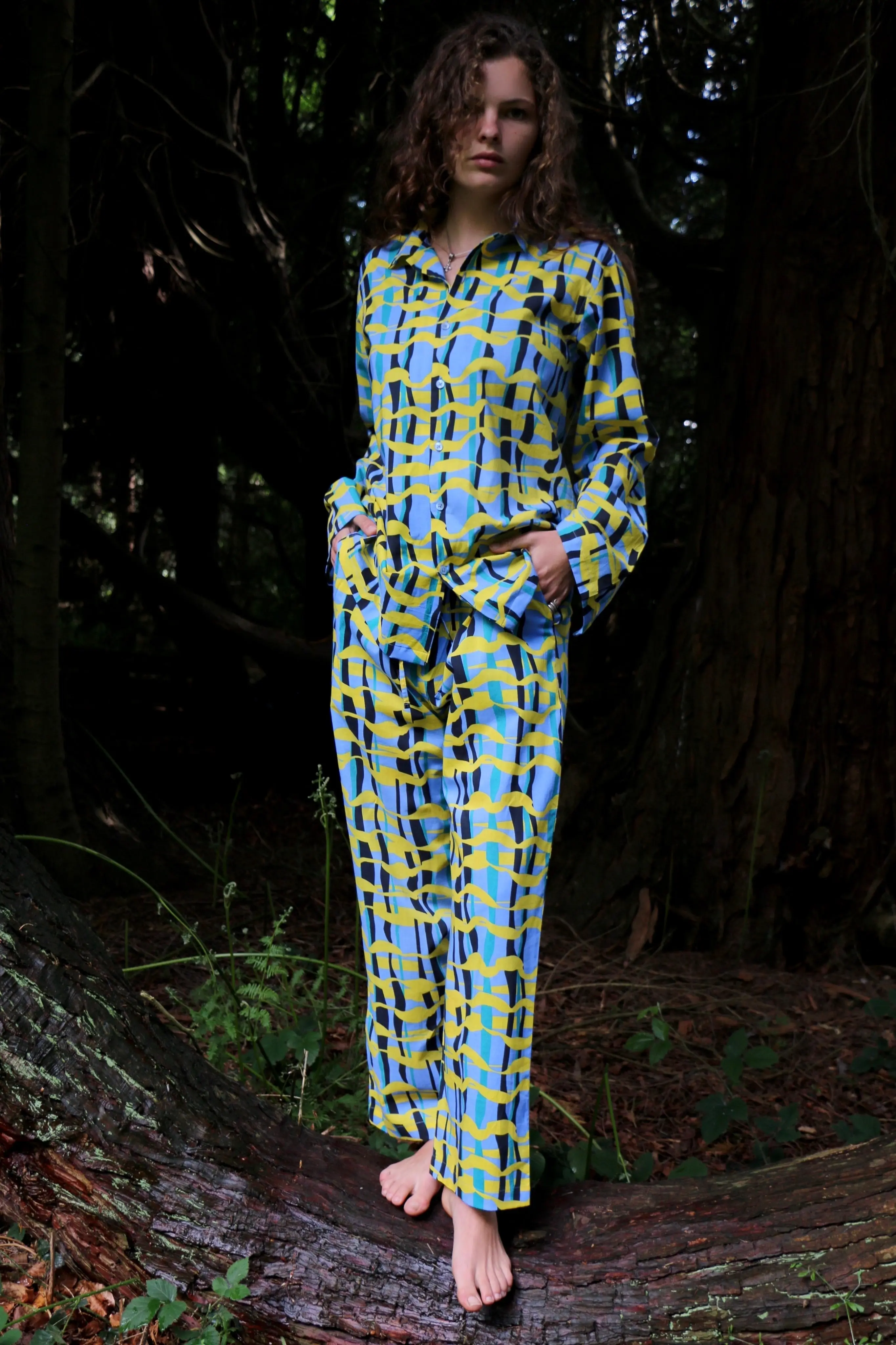 Can Nara (Blue) Unisex Cotton Pyjama Trouser / Pyjama Trouser Set