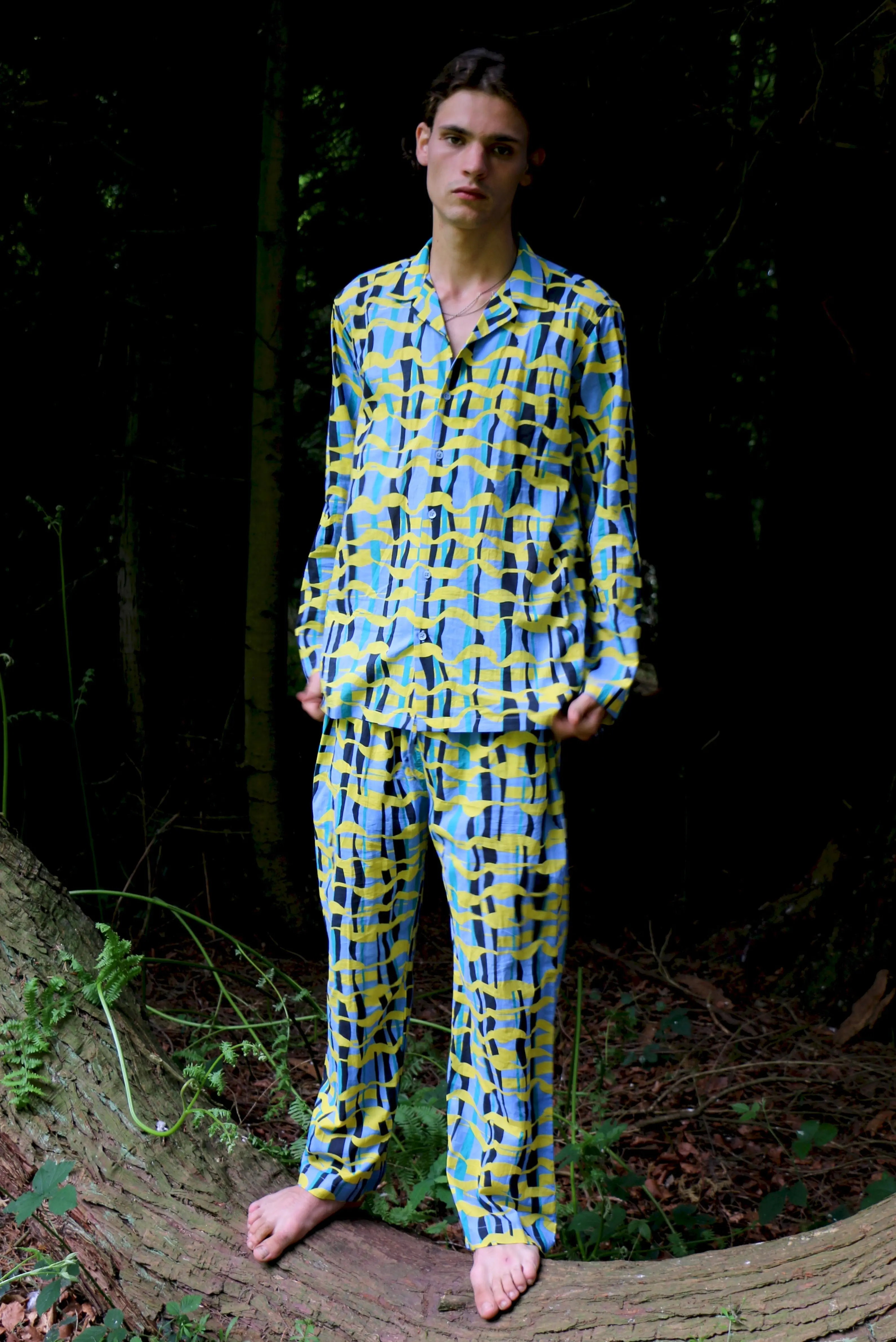 Can Nara (Blue) Unisex Cotton Pyjama Trouser / Pyjama Trouser Set - Image 2