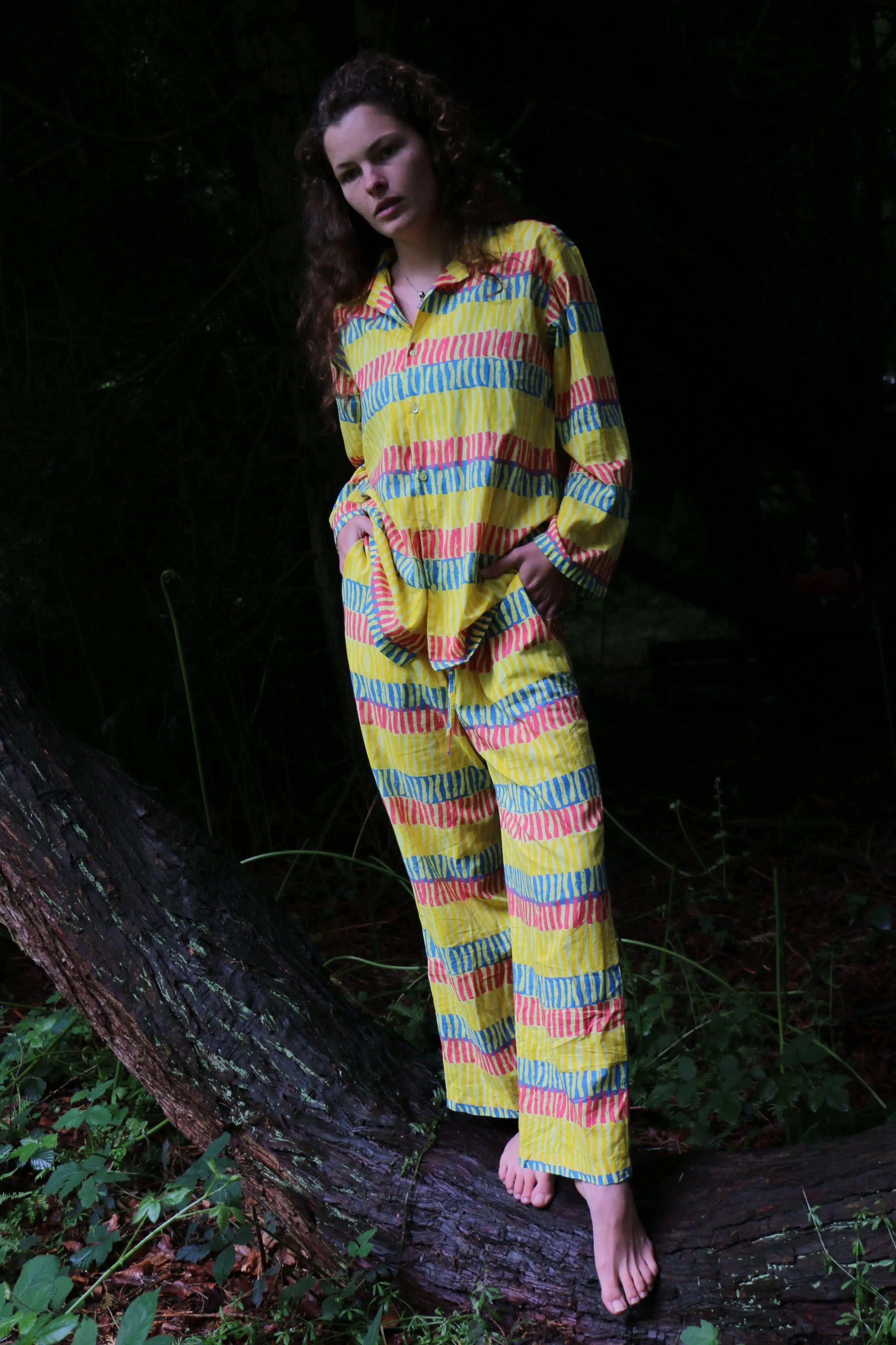 Can Noodle (Yellow) Unisex Cotton Pyjama Trouser / Pyjama Trouser Set