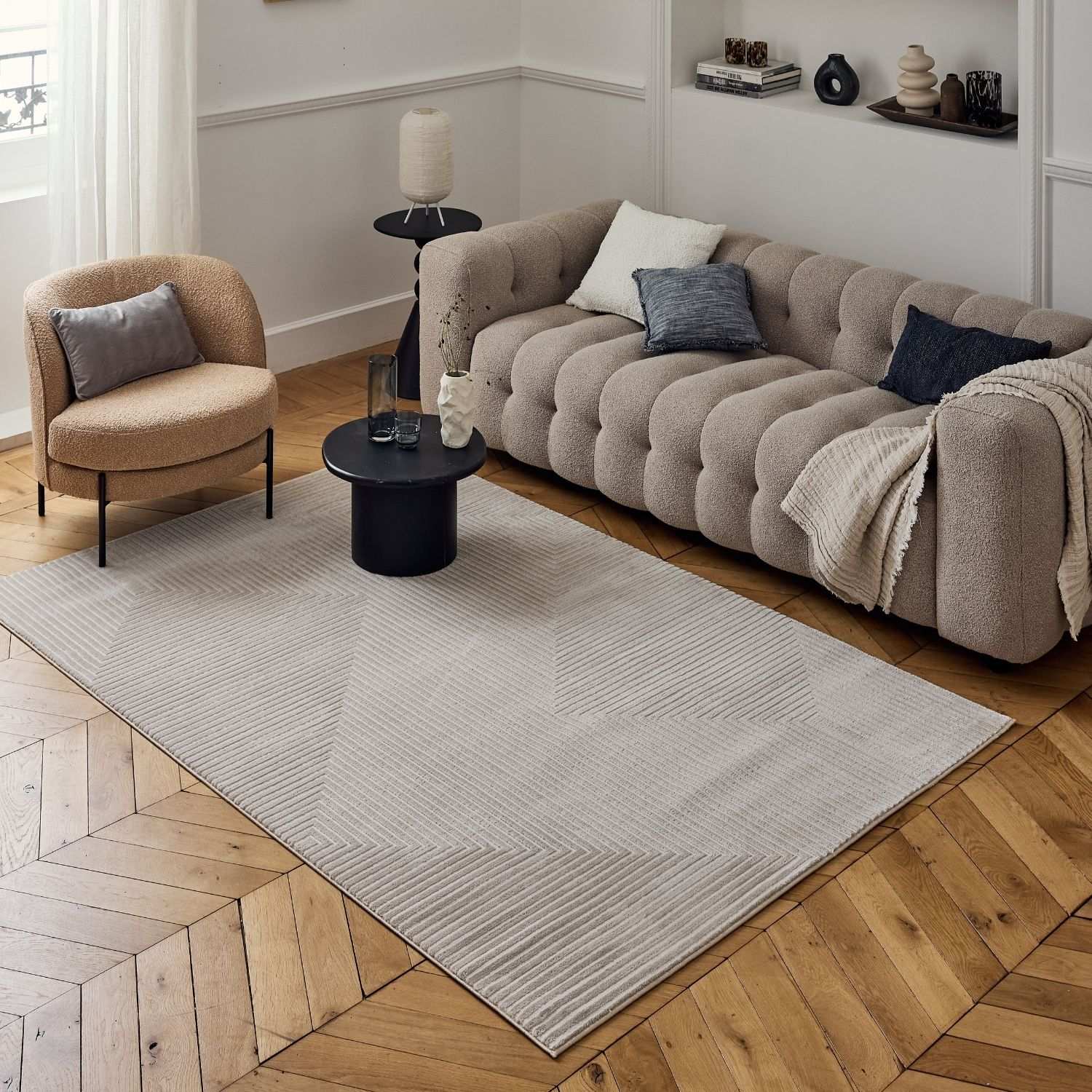 Carmel Beige-Cream Geometric Rug | 6050 - Image 7