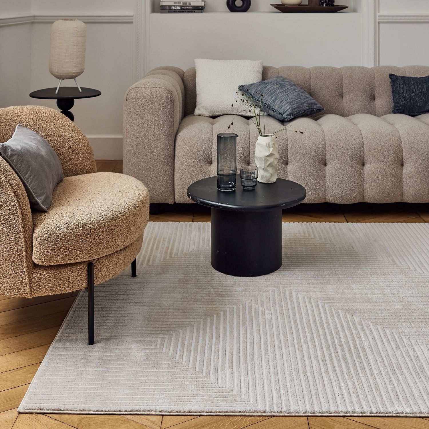 Carmel Beige-Cream Geometric Rug | 6050 - Image 9