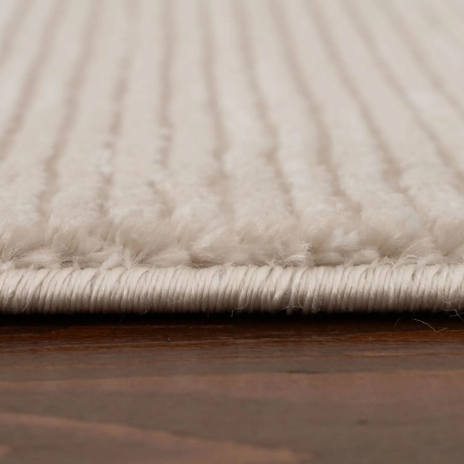 Carmel Beige-Cream Striped Rug | 6020 - Image 4