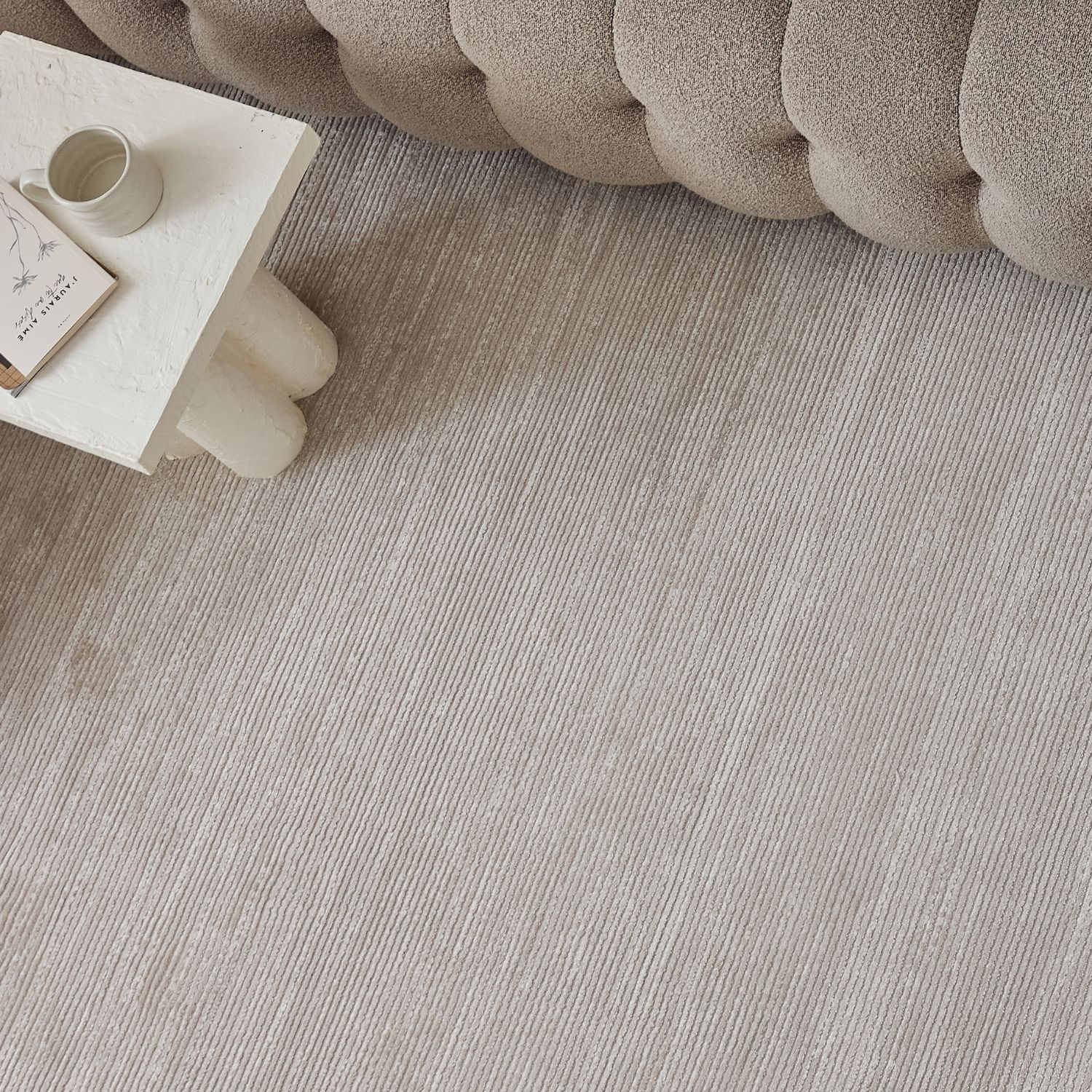 Carmel Beige-Cream Striped Rug | 6020 - Image 6