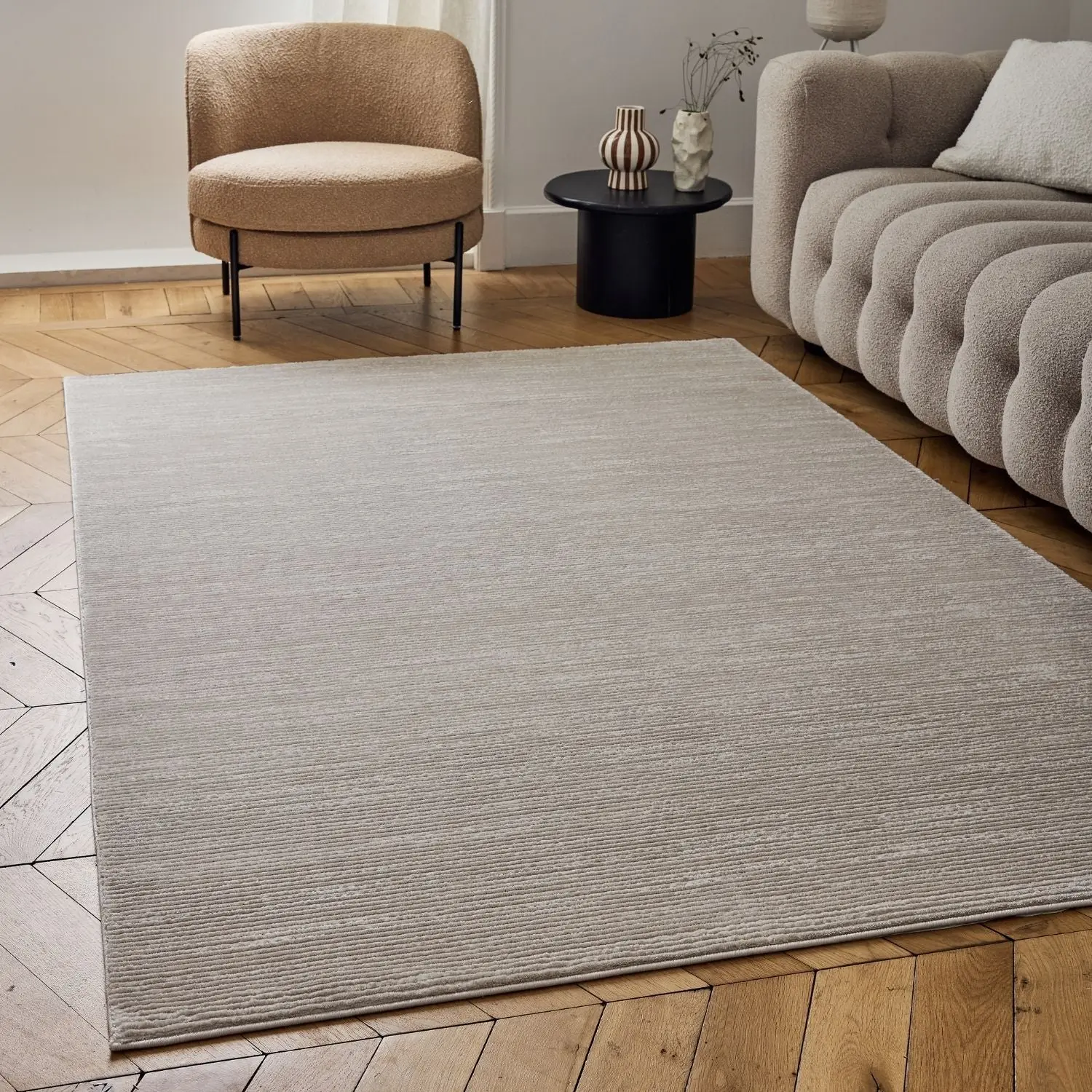 Carmel Beige-Cream Striped Rug | 6020 - Image 7