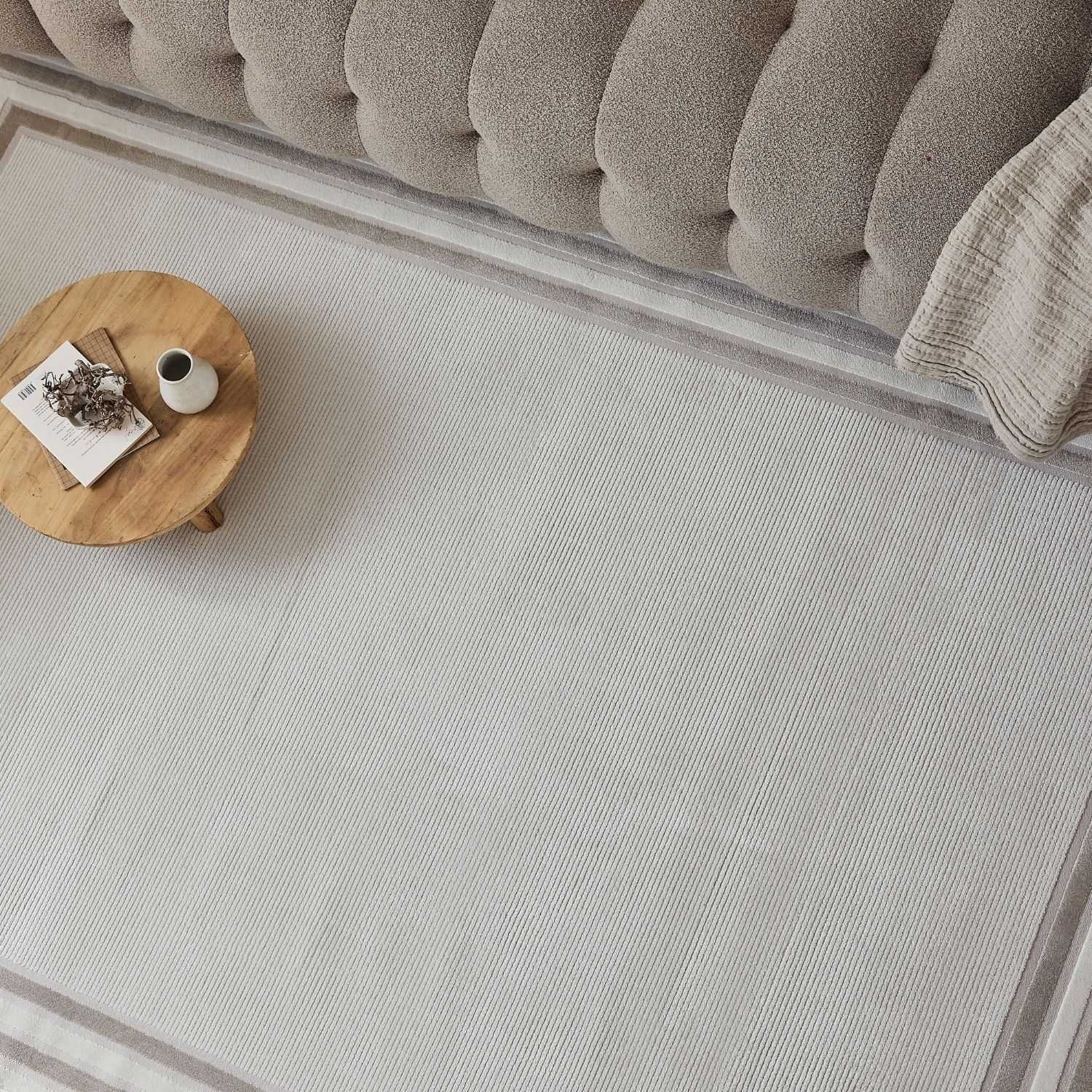 Carmel Cream-Beige Bordered Rug | 6060 - Image 6