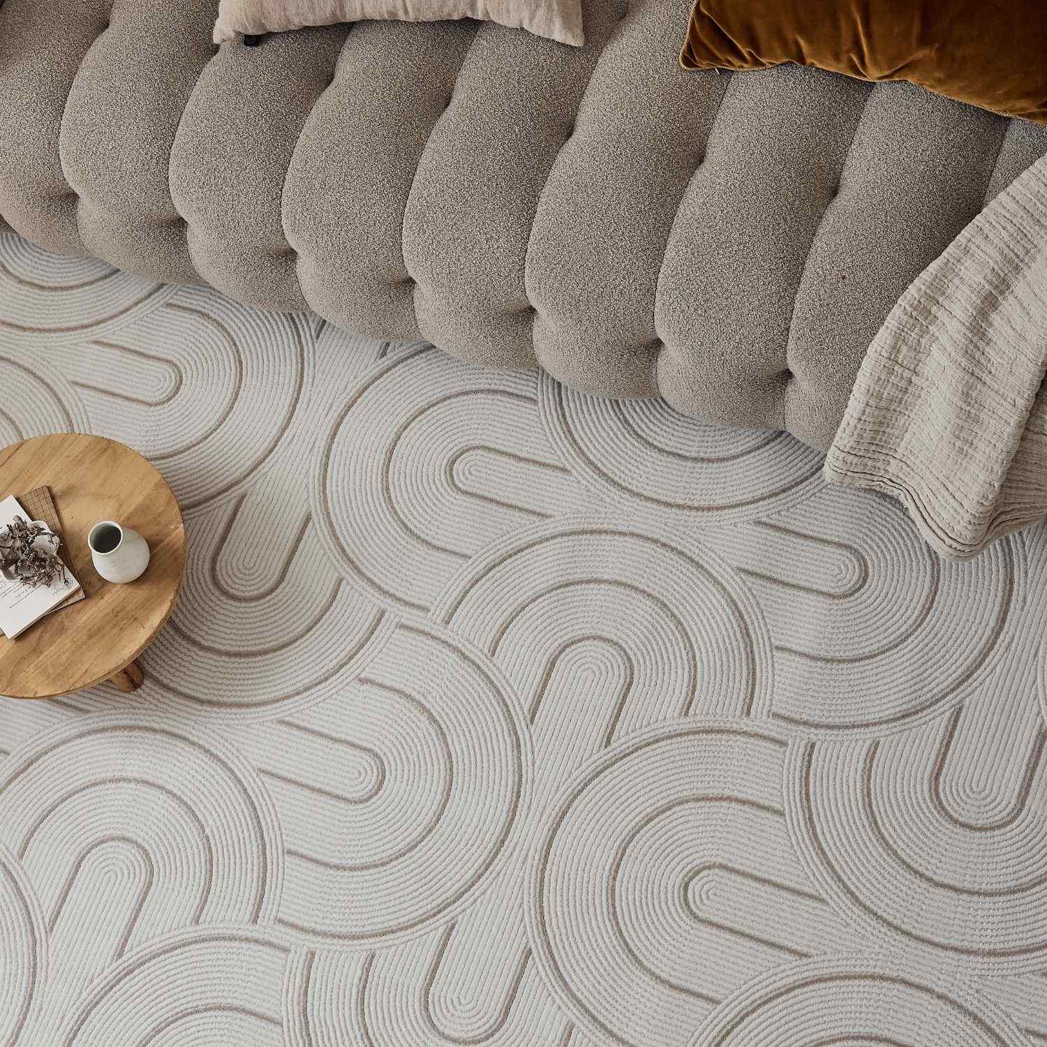 Carmel Cream-Beige Geometric Rug | 6070 - Image 6