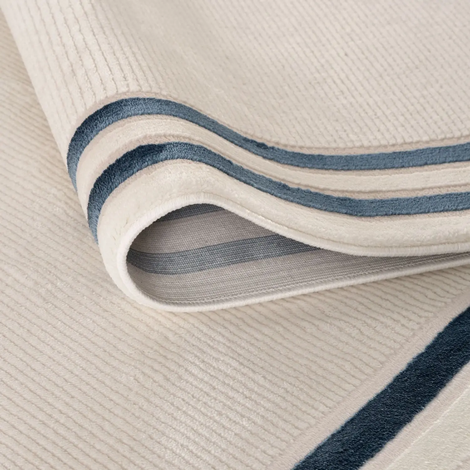 Carmel Cream-Blue Bordered Rug | 6060 - Image 3