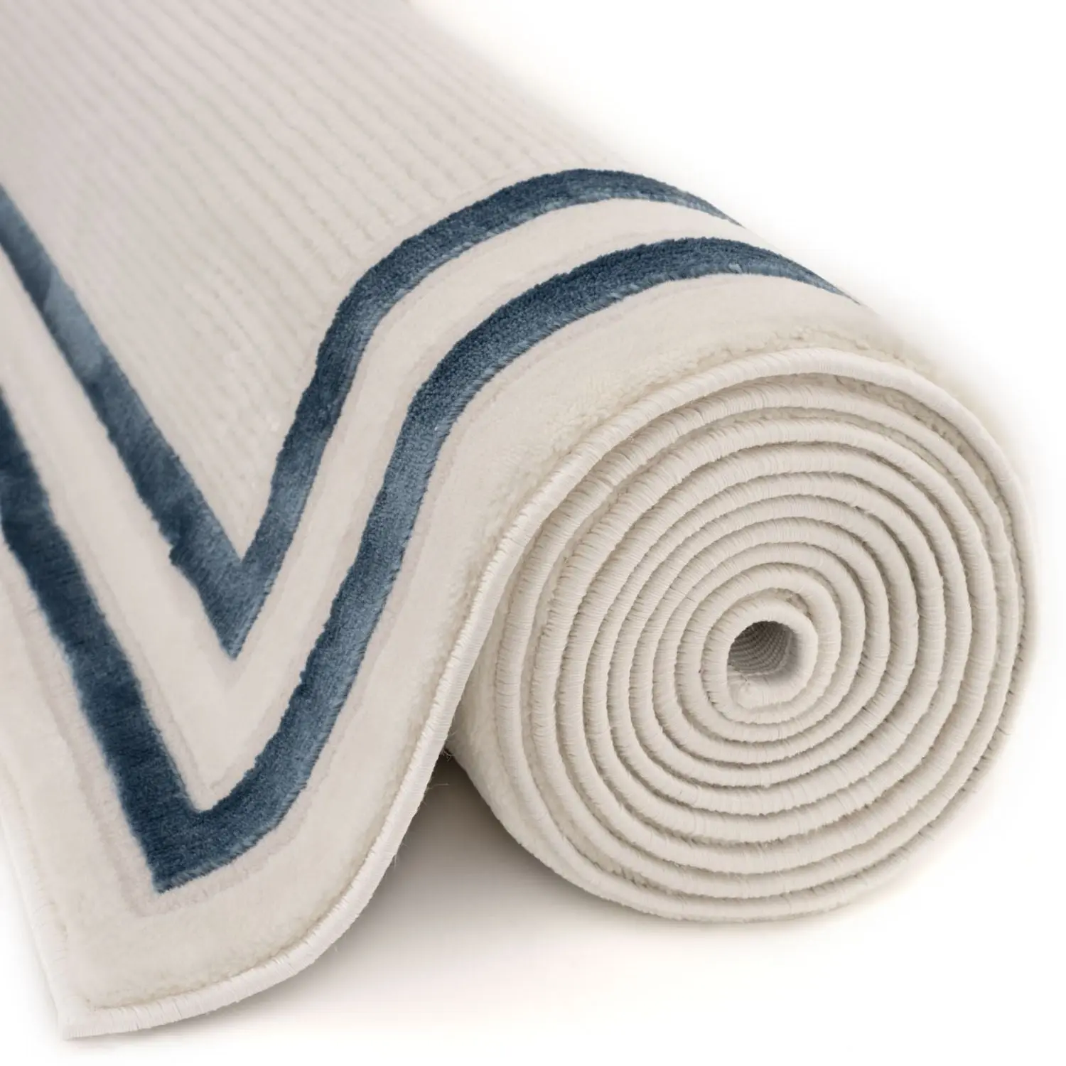 Carmel Cream-Blue Bordered Rug | 6060 - Image 4