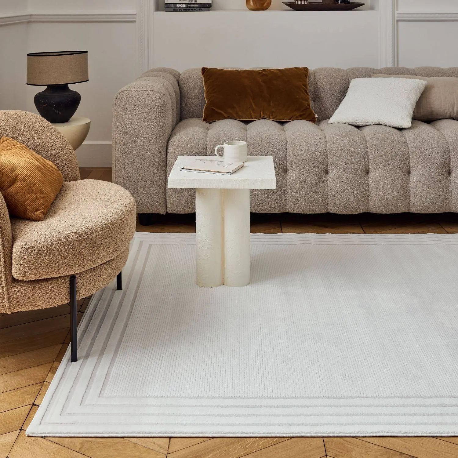 Carmel Cream Bordered Rug | 6060 - Image 7