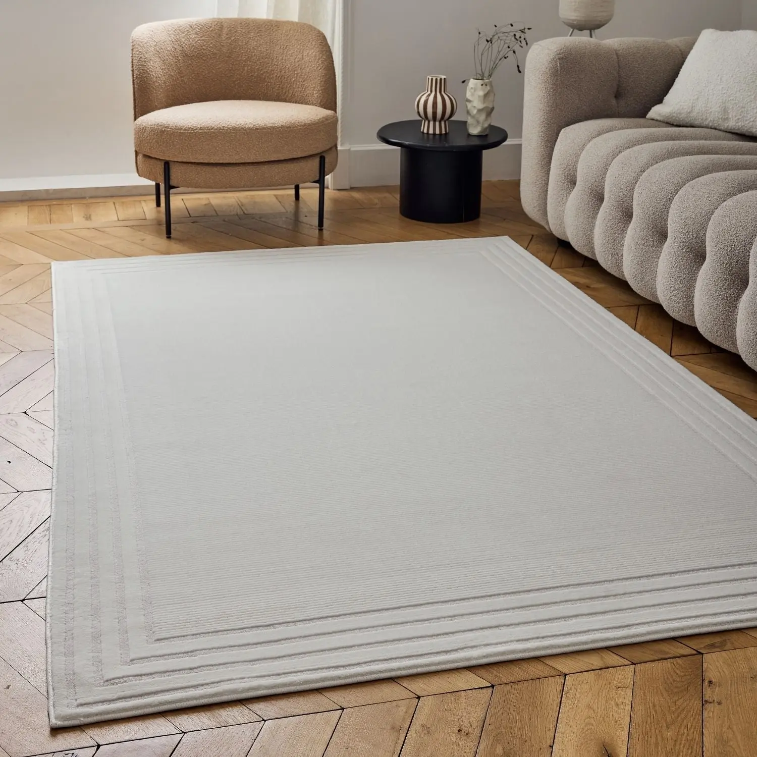 Carmel Cream Bordered Rug | 6060 - Image 8
