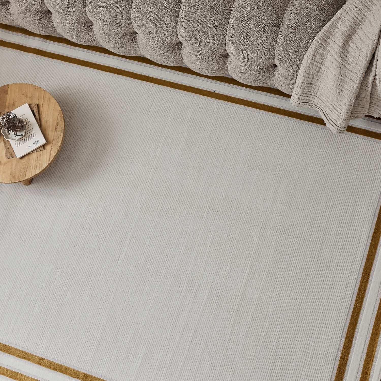 Carmel Cream-Gold Bordered Rug | 6060 - Image 6