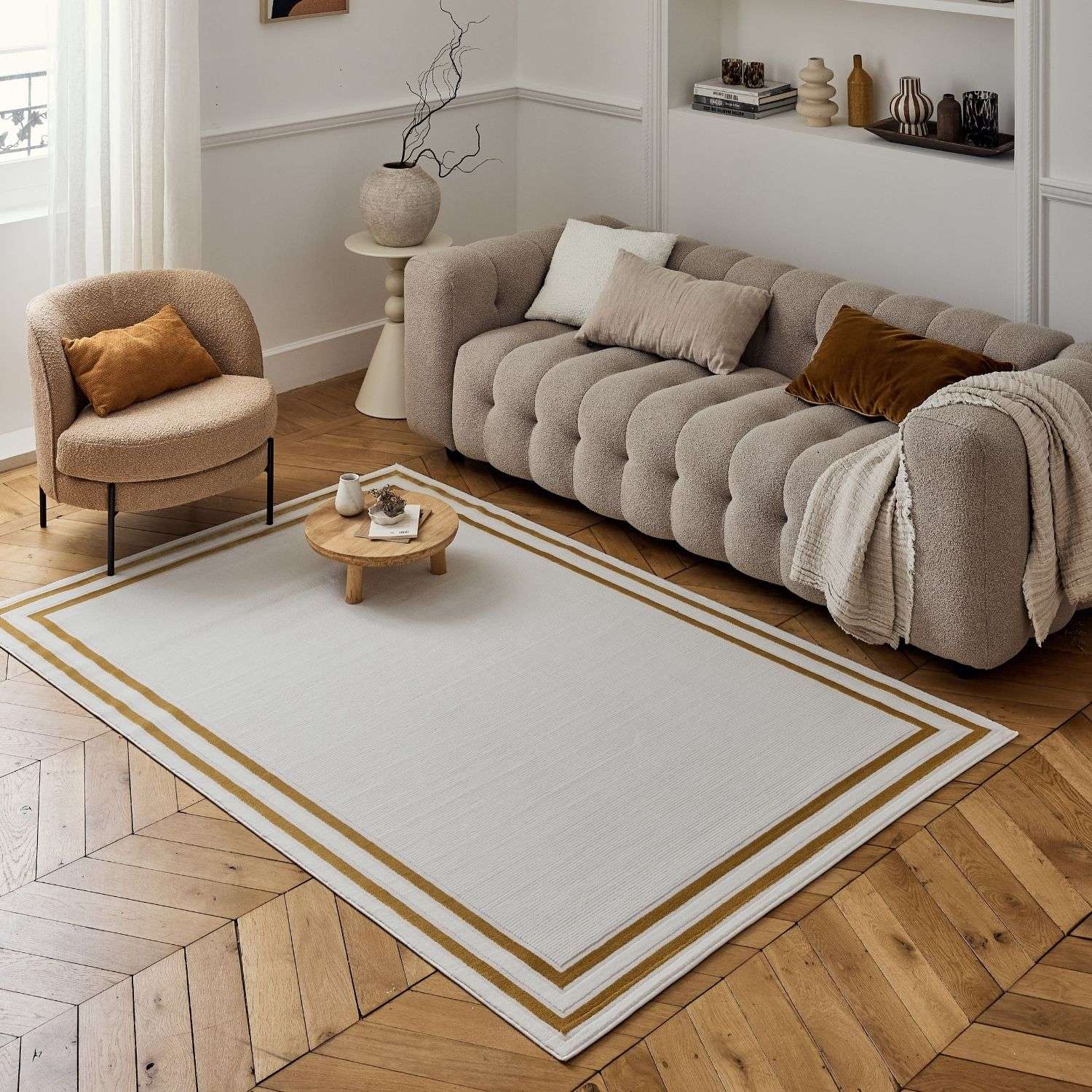Carmel Cream-Gold Bordered Rug | 6060 - Image 7