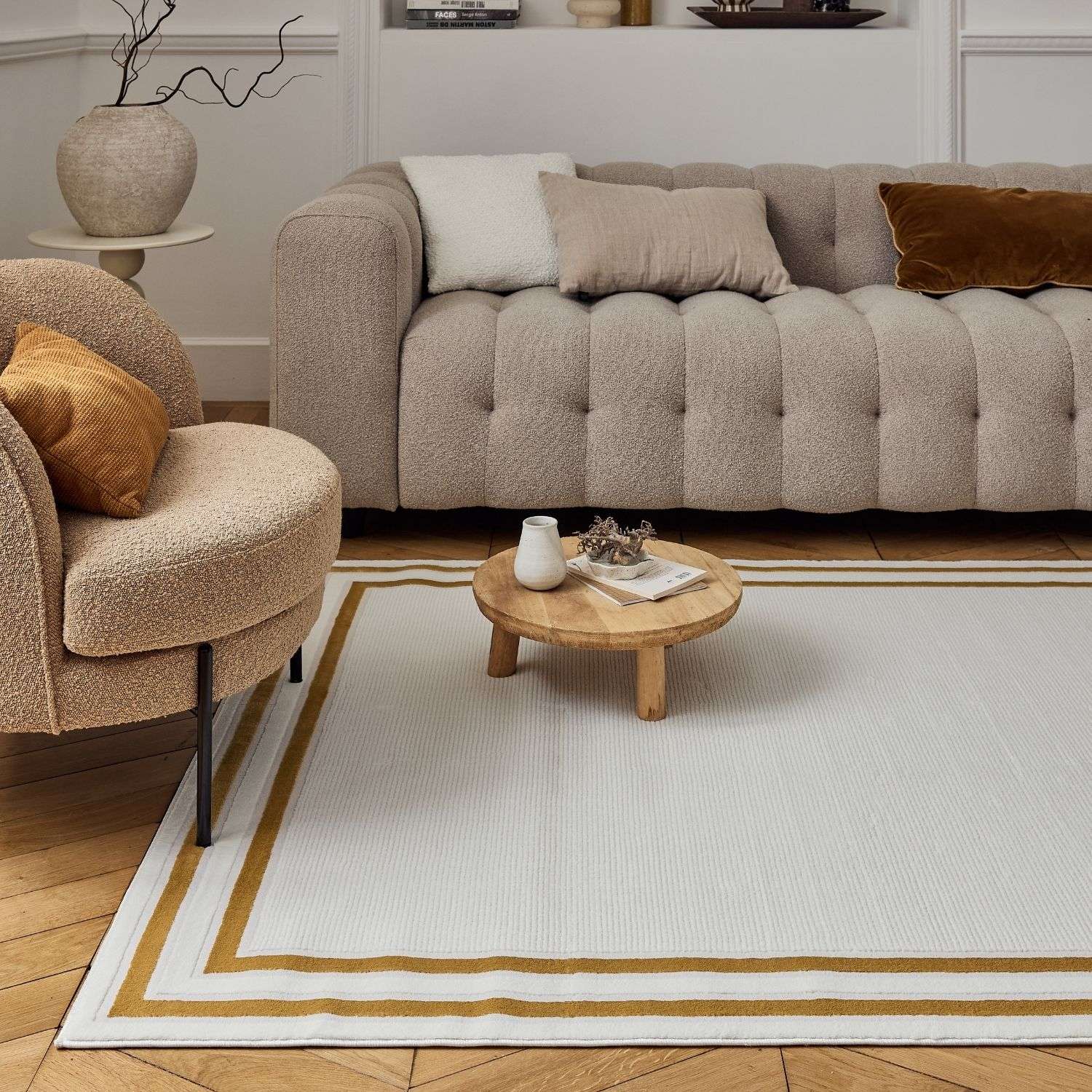 Carmel Cream-Gold Bordered Rug | 6060 - Image 9